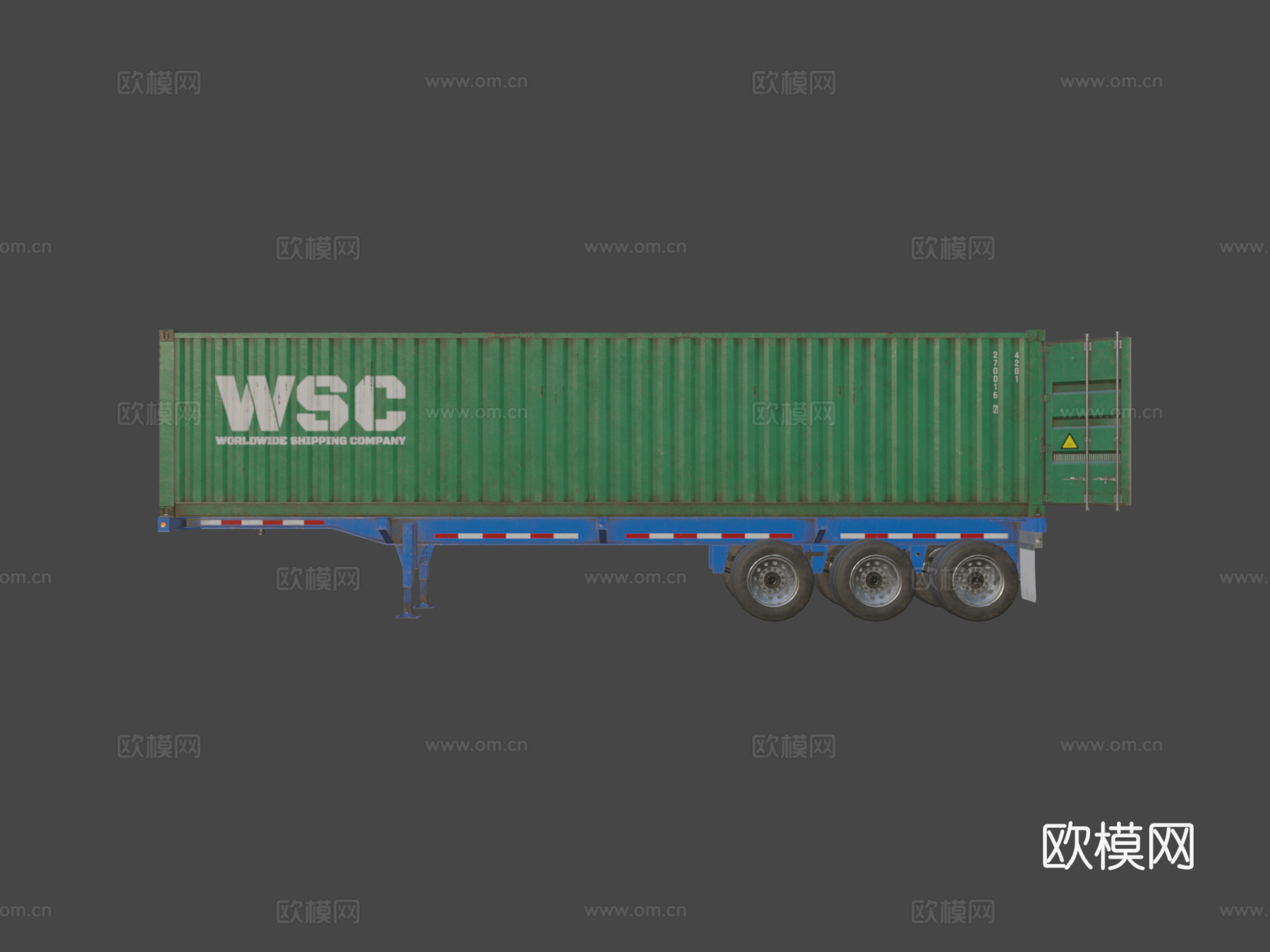 集装箱拖车低多边形su模型
