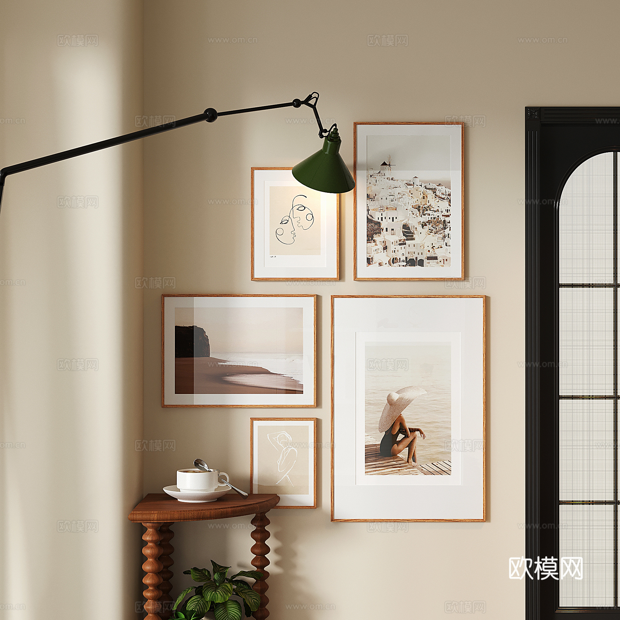 现代装饰画 挂画 画框挂画 装饰画组合 玄关挂画 装饰品su模型