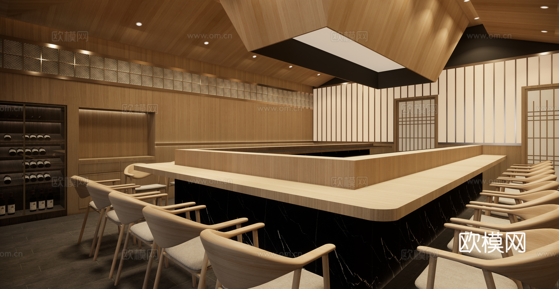 日式日料店su模型