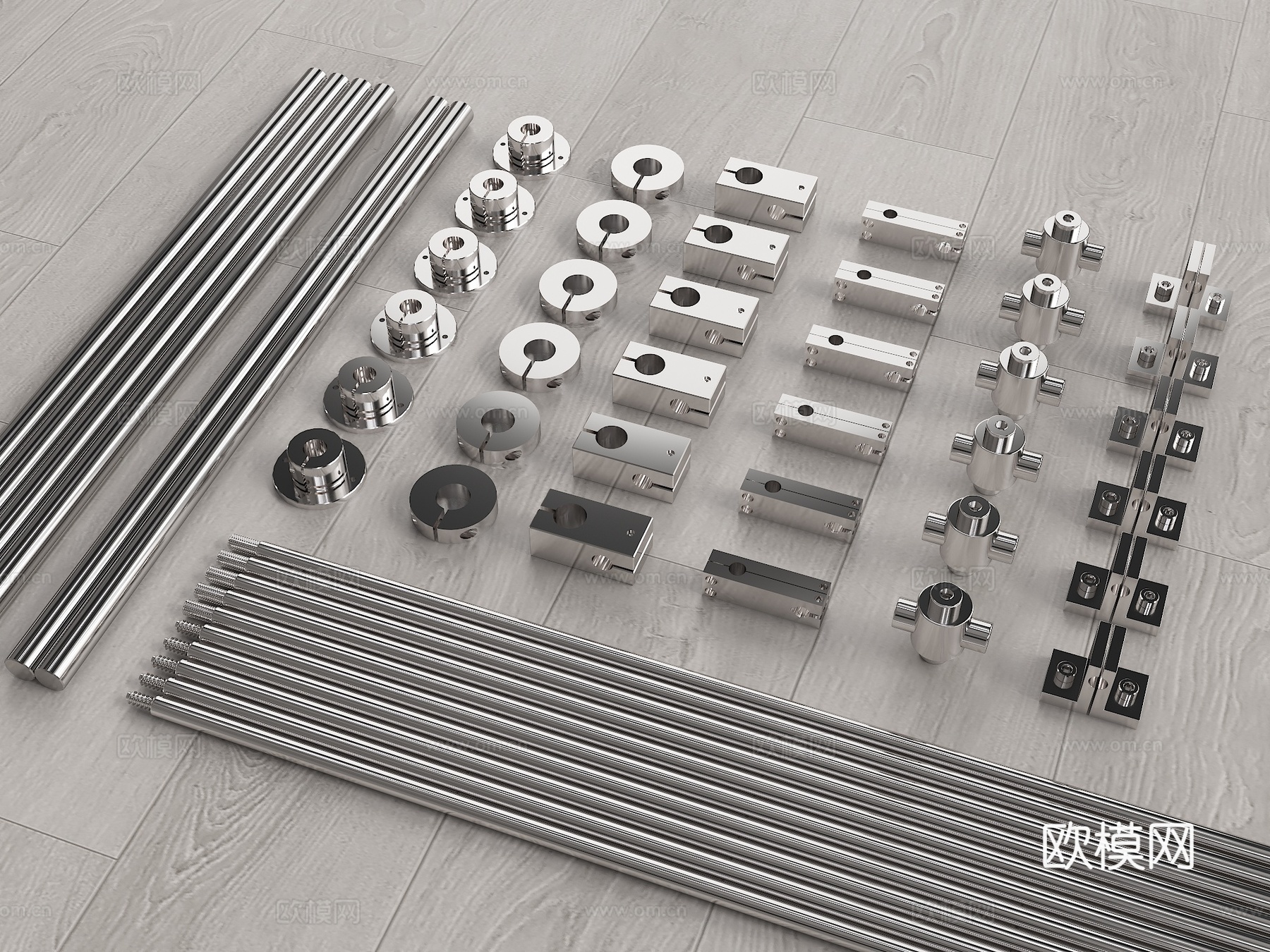 光轴 不锈钢光轴 光轴配件 DIY光轴 光轴连接件su模型