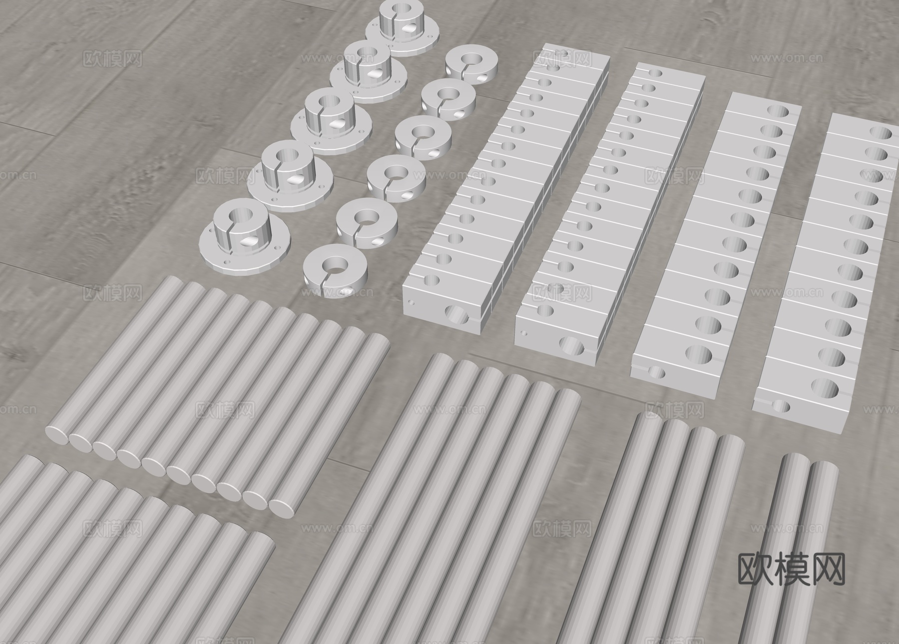 光轴 不锈钢光轴 光轴配件 DIY光轴 光轴连接件su模型