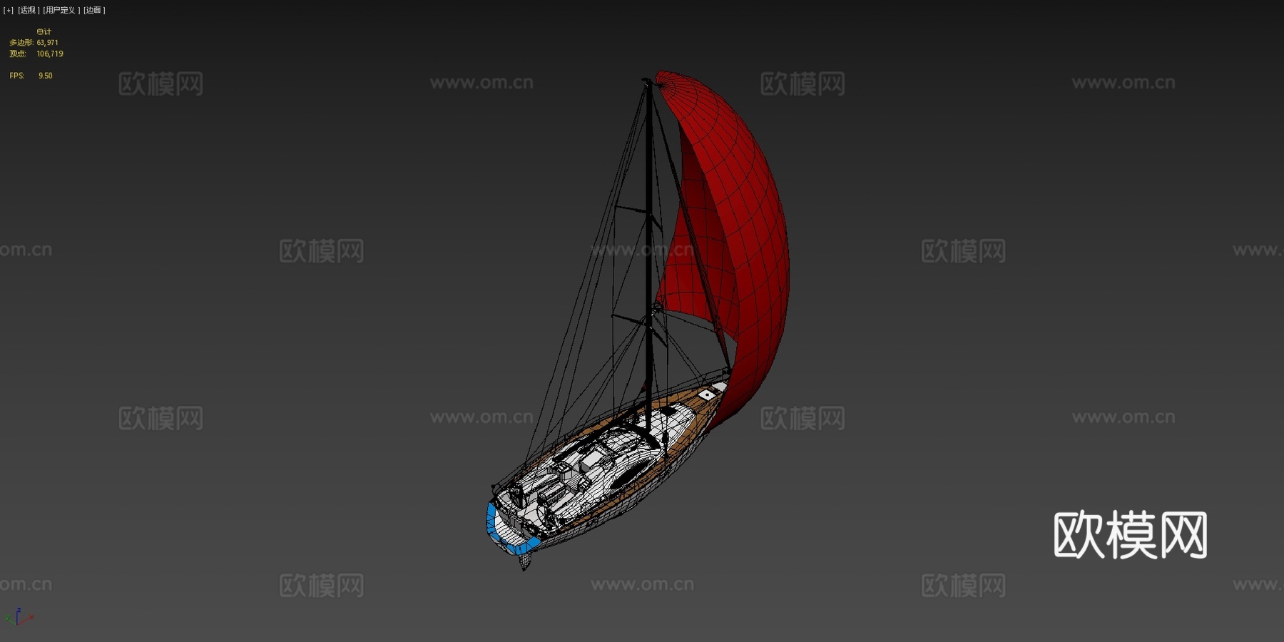 游艇帆船帆船su模型