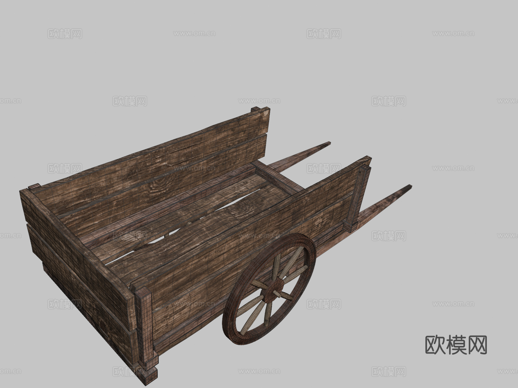 木制推车su模型