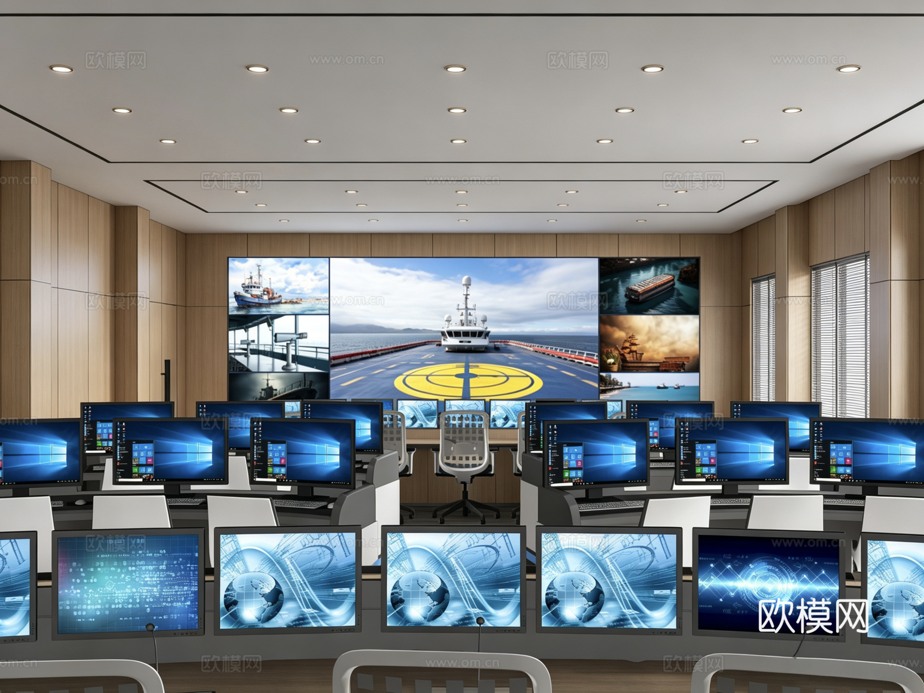 现代控制指挥中心 调度中心 视频监控室 作战中心 作战研讨室3d模型