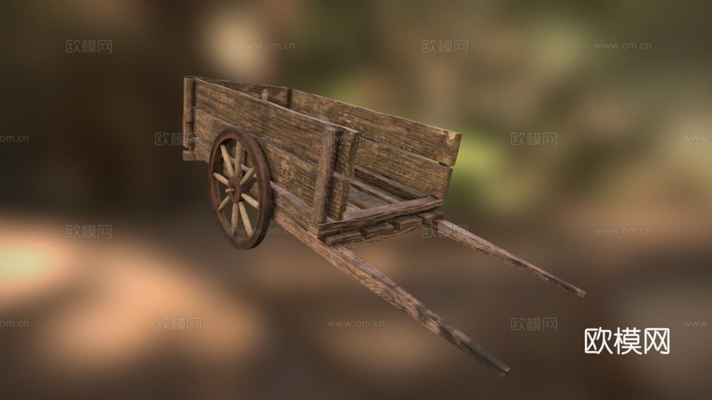 木制推车su模型