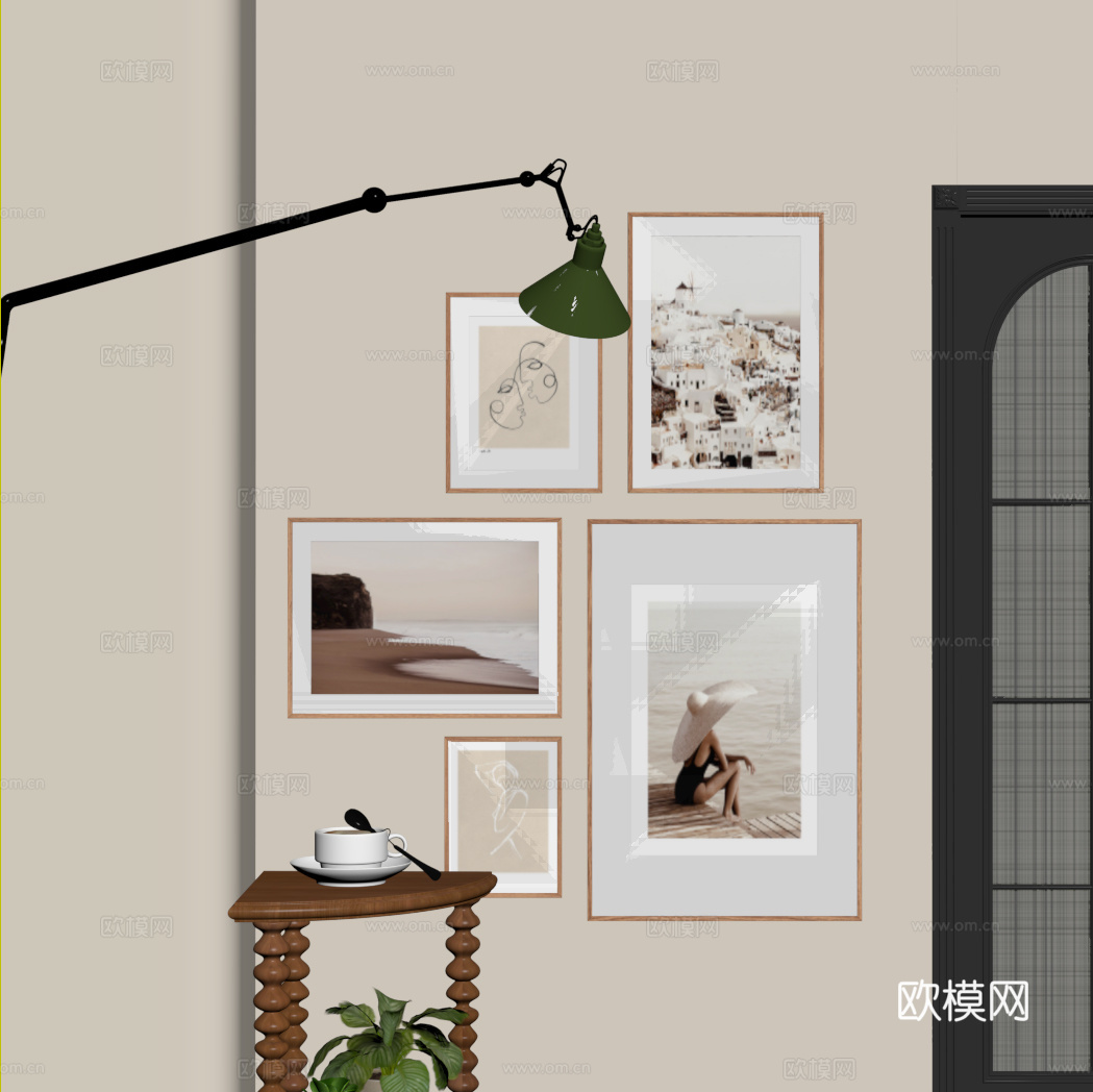 现代装饰画 挂画 画框挂画 装饰画组合 玄关挂画 装饰品su模型