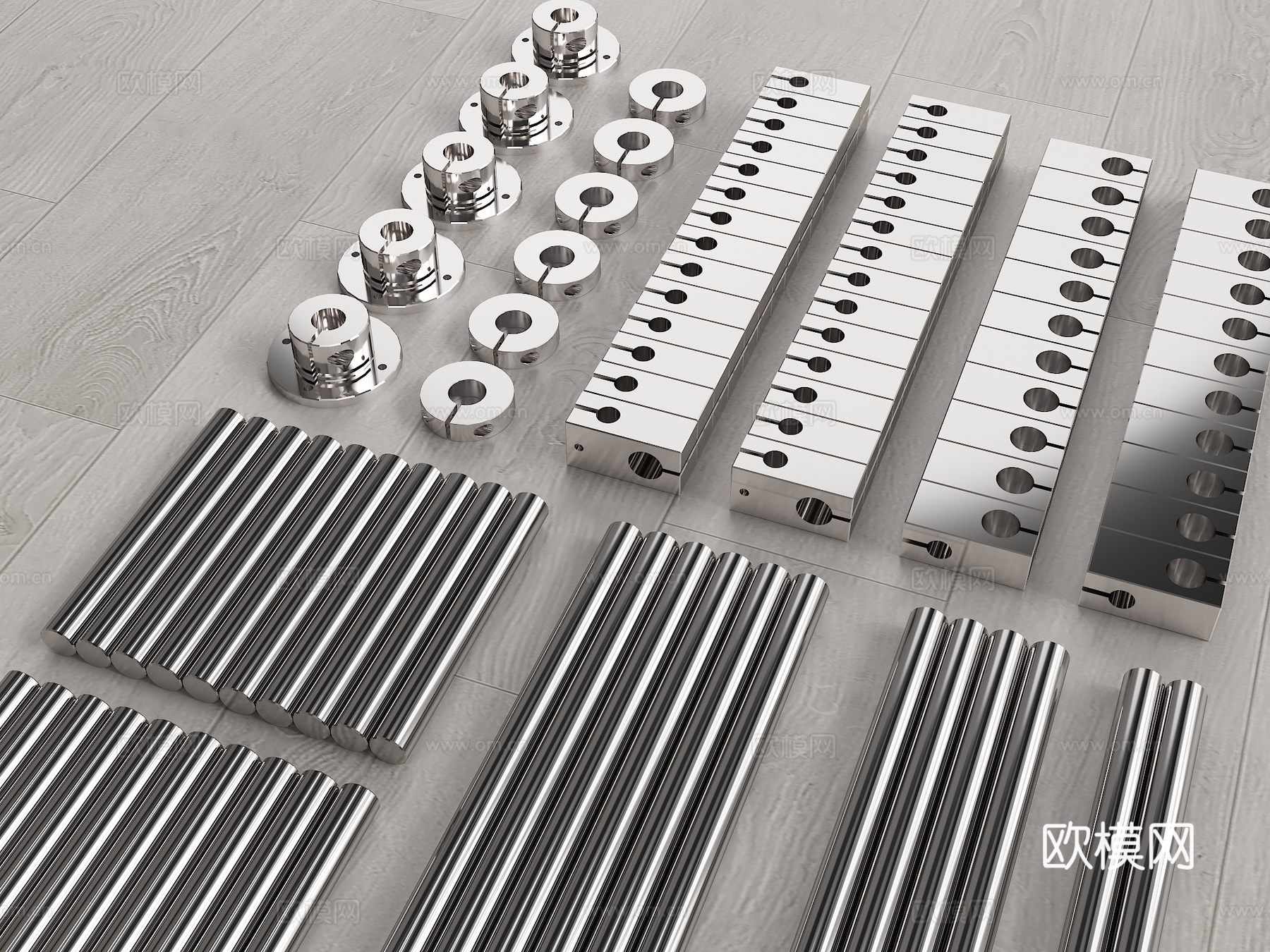 光轴 不锈钢光轴 光轴配件 DIY光轴 光轴连接件su模型