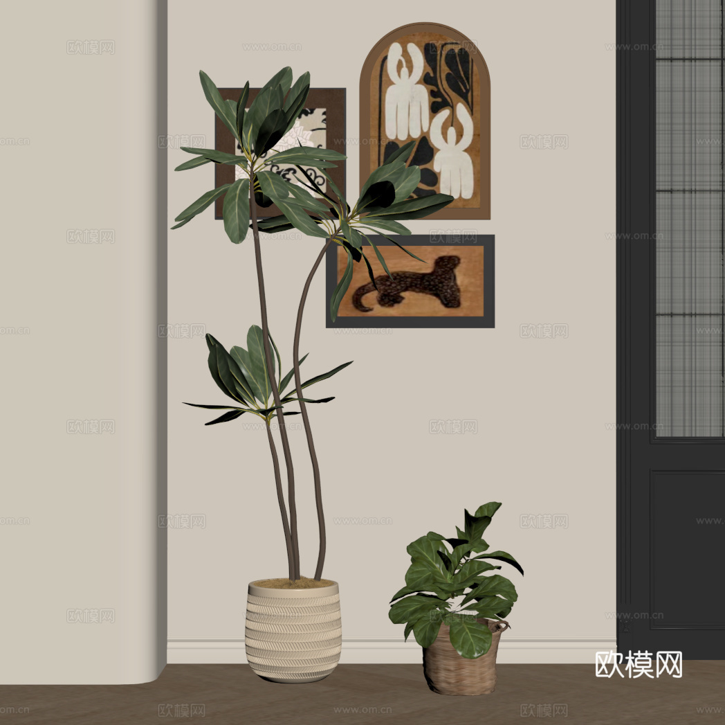 现代绿植 盆栽绿植 落地 绿植组合su模型