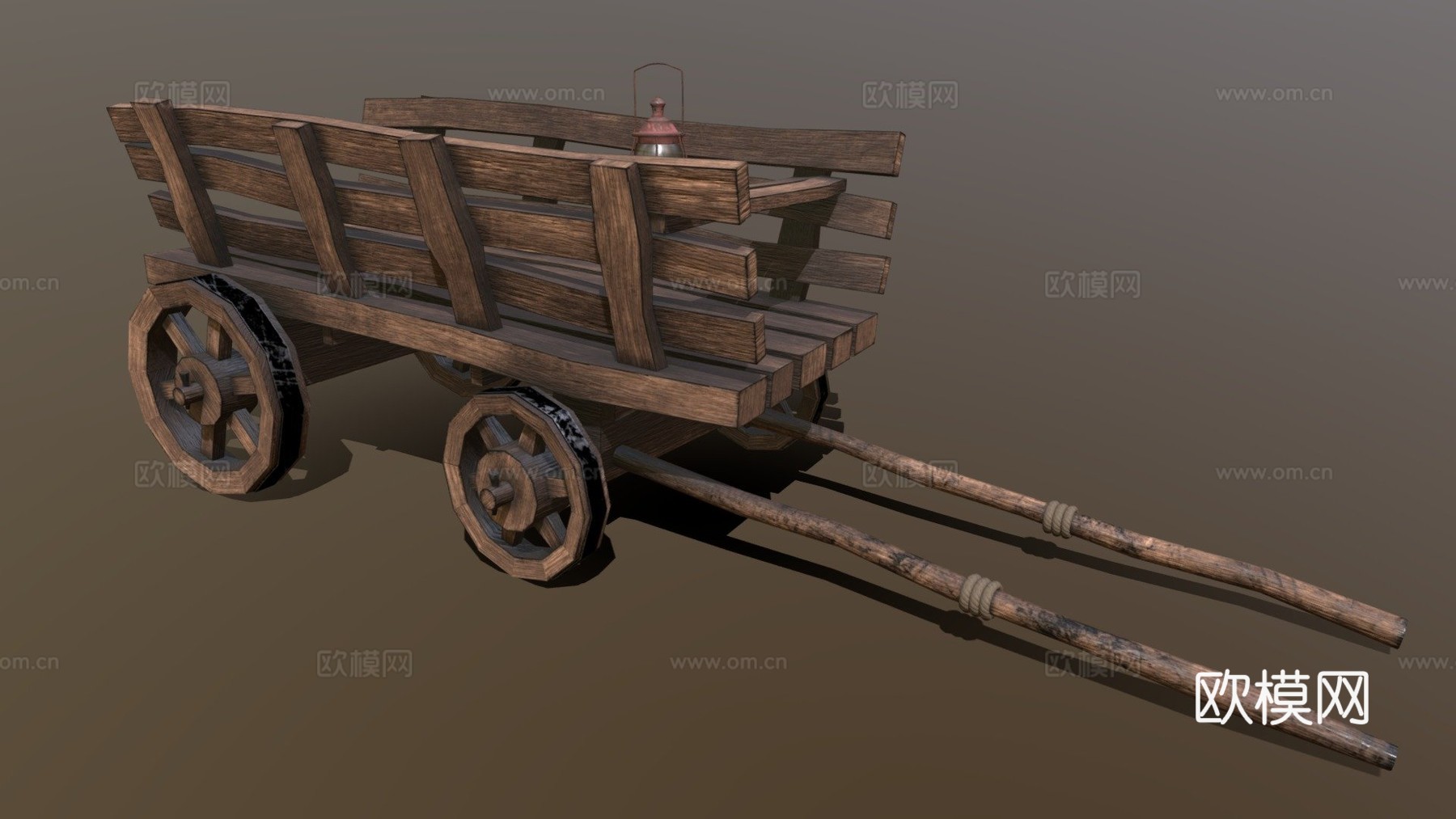 风格化 中世纪 手推车 带灯su模型