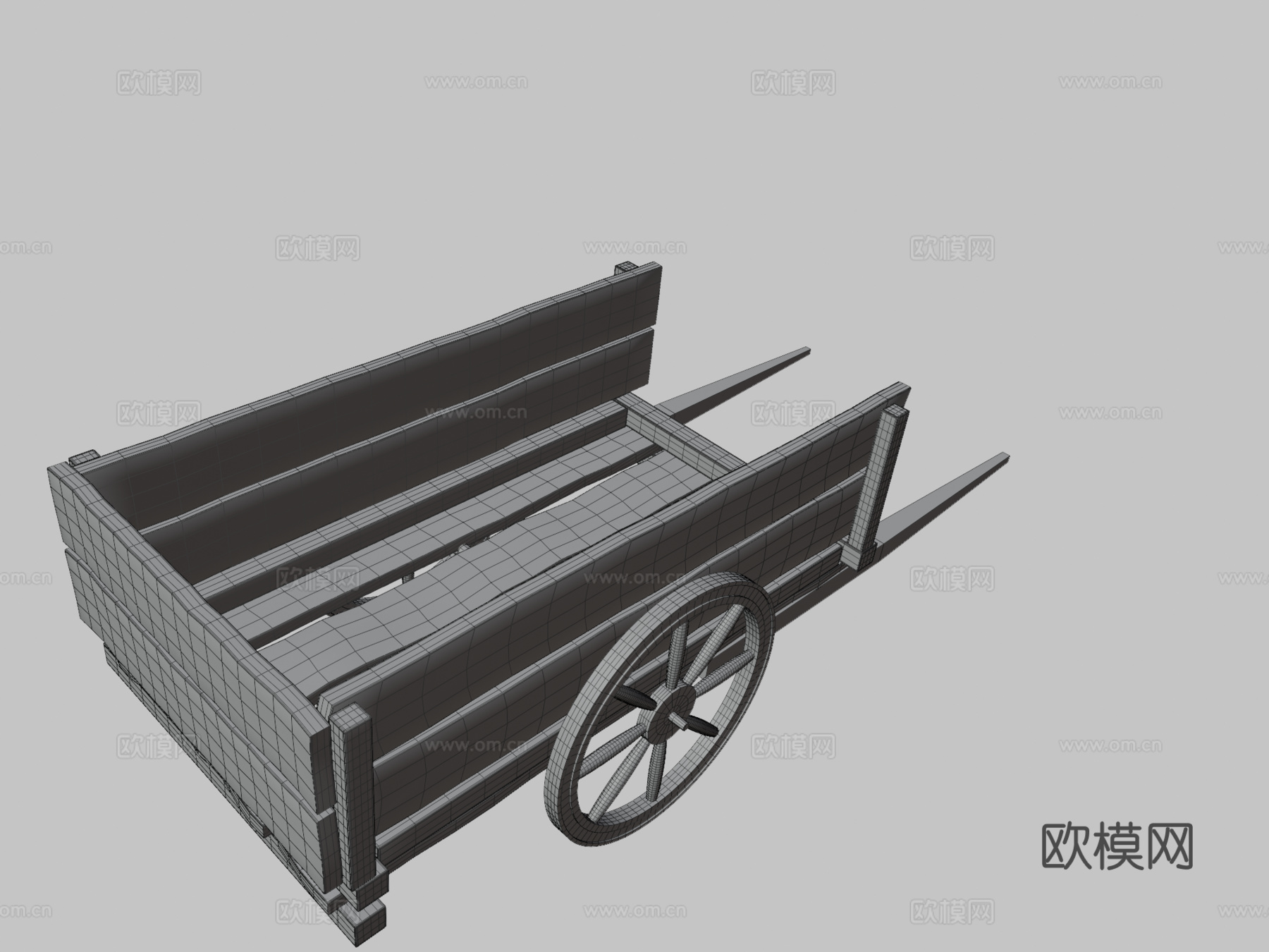 木制推车su模型