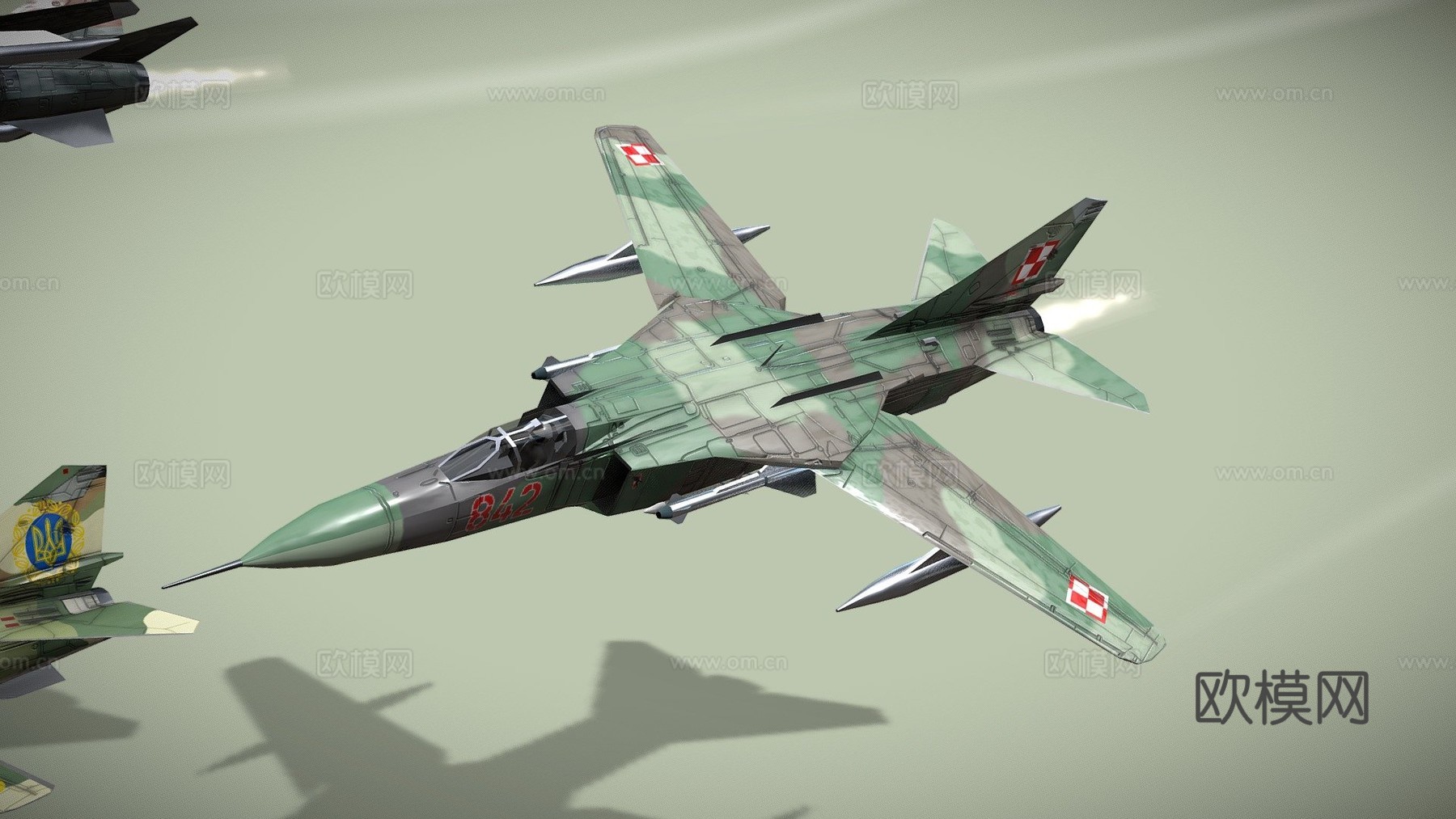 米格23鞭挞者低多边形喷气式战斗机su模型
