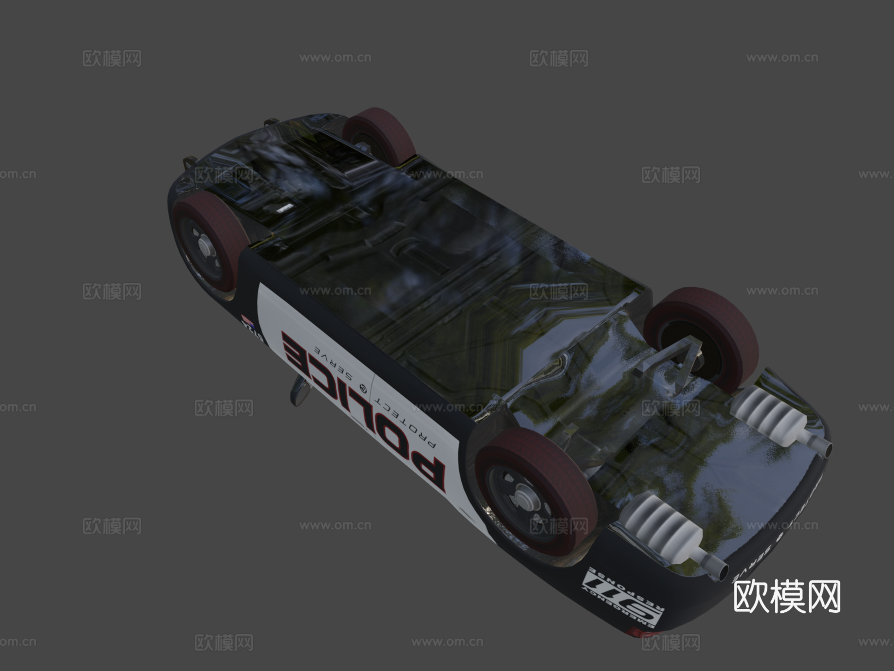 道奇战马警车低多边形su模型