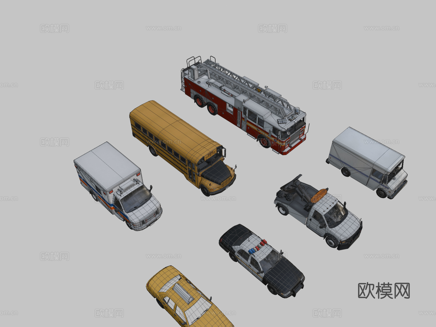 低多边形服务汽车收藏su模型