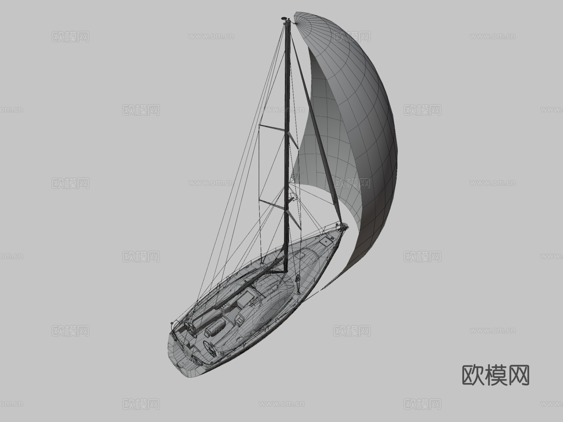 游艇帆船帆船su模型