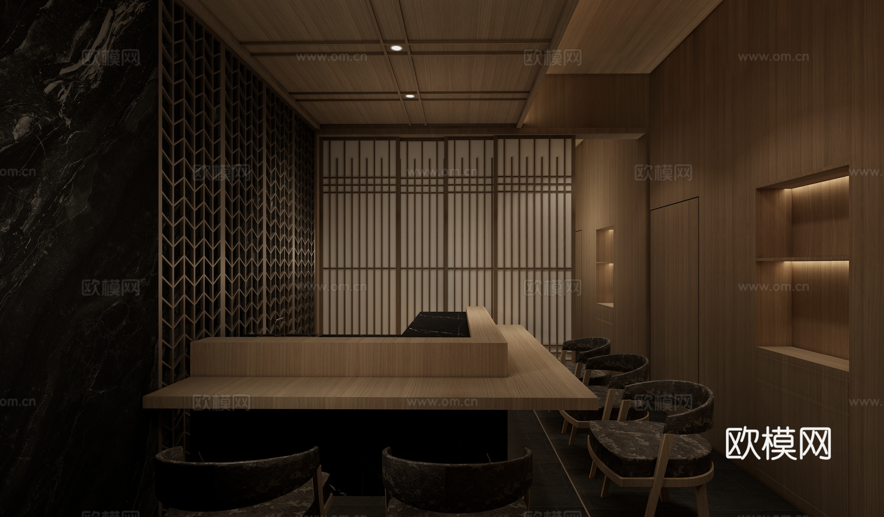 日式日料店su模型