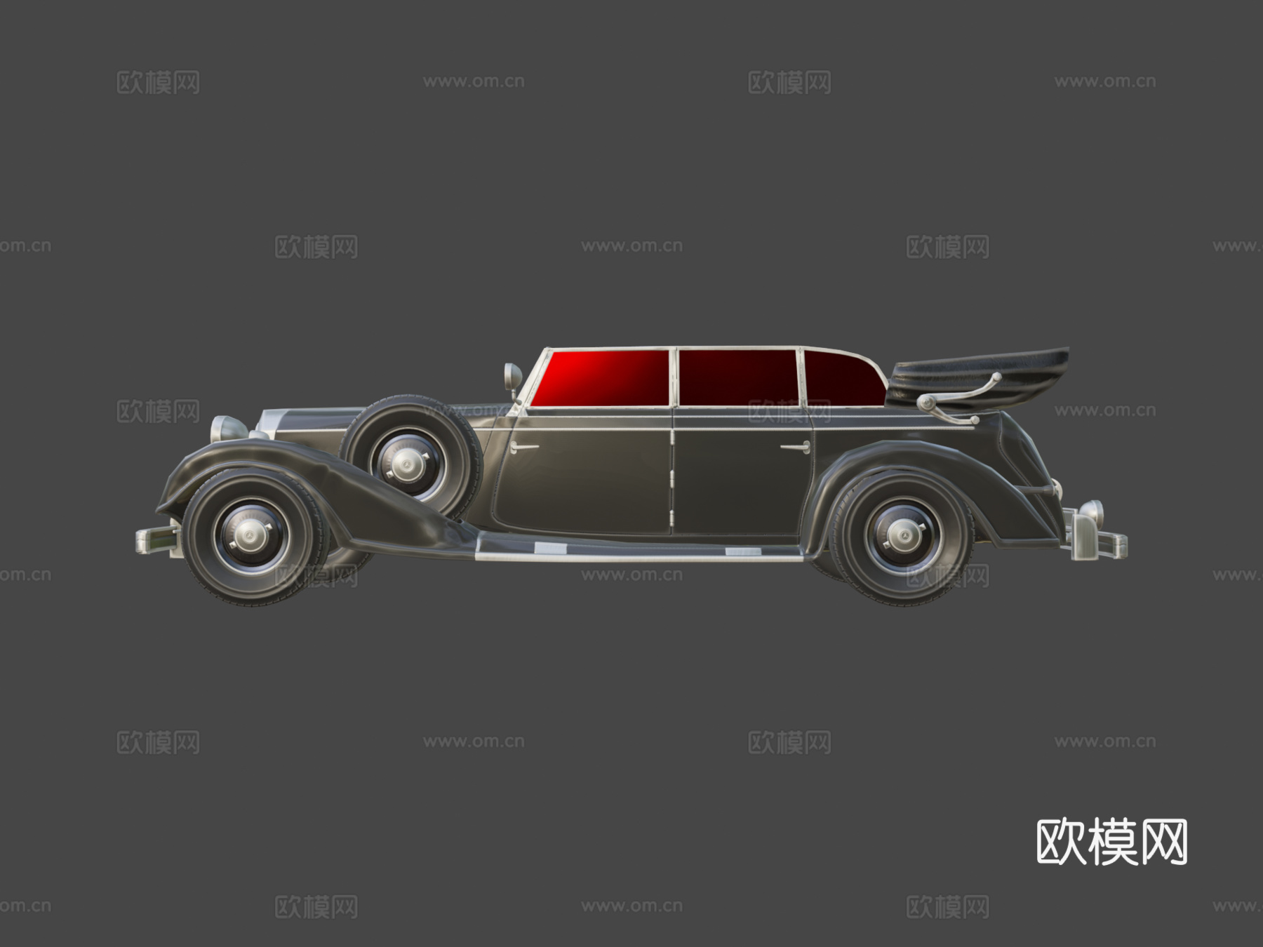 低多边形汽车梅赛德斯-奔驰770K 1936su模型