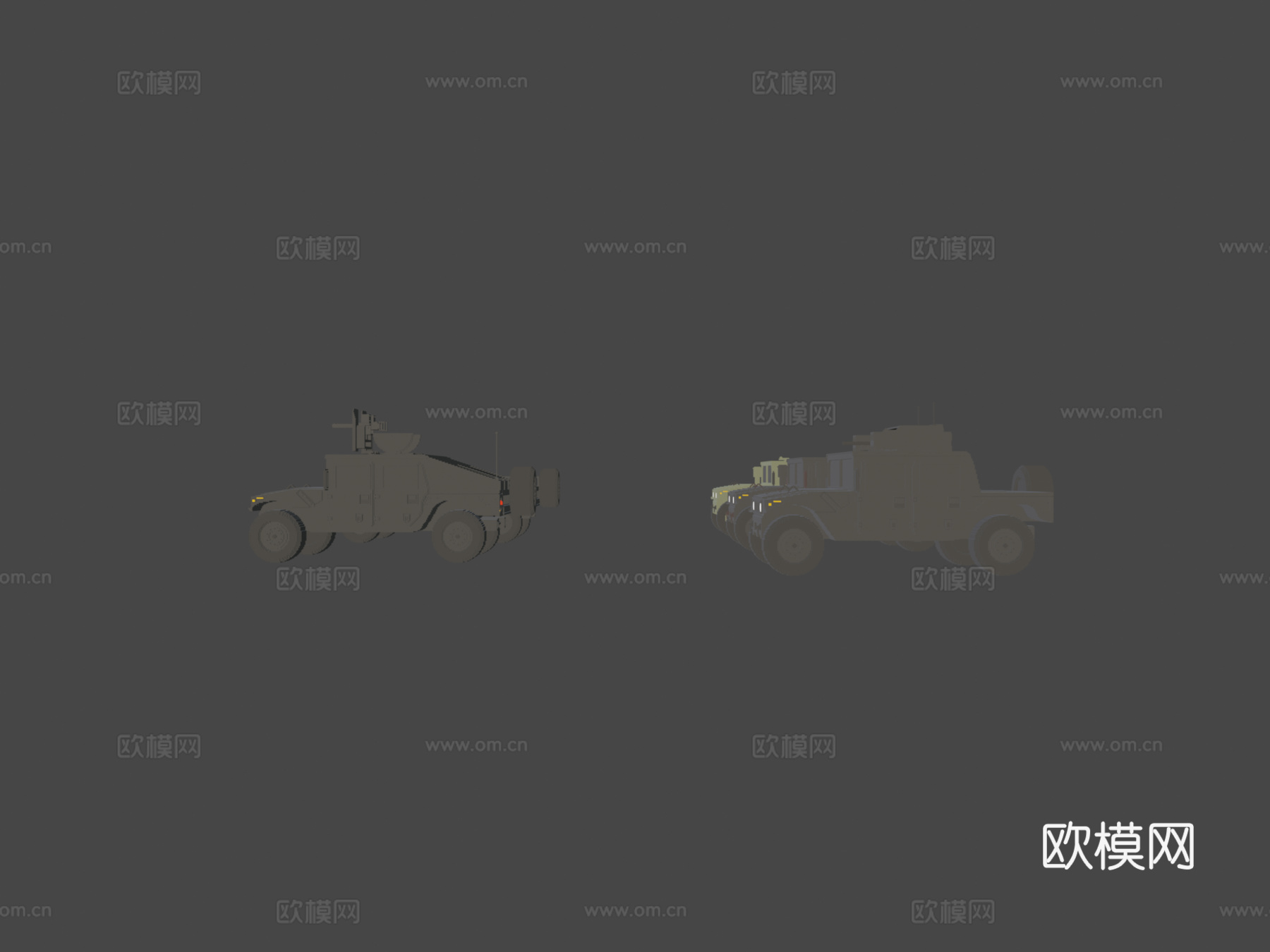 辆军用4x4车辆体素模型包su模型