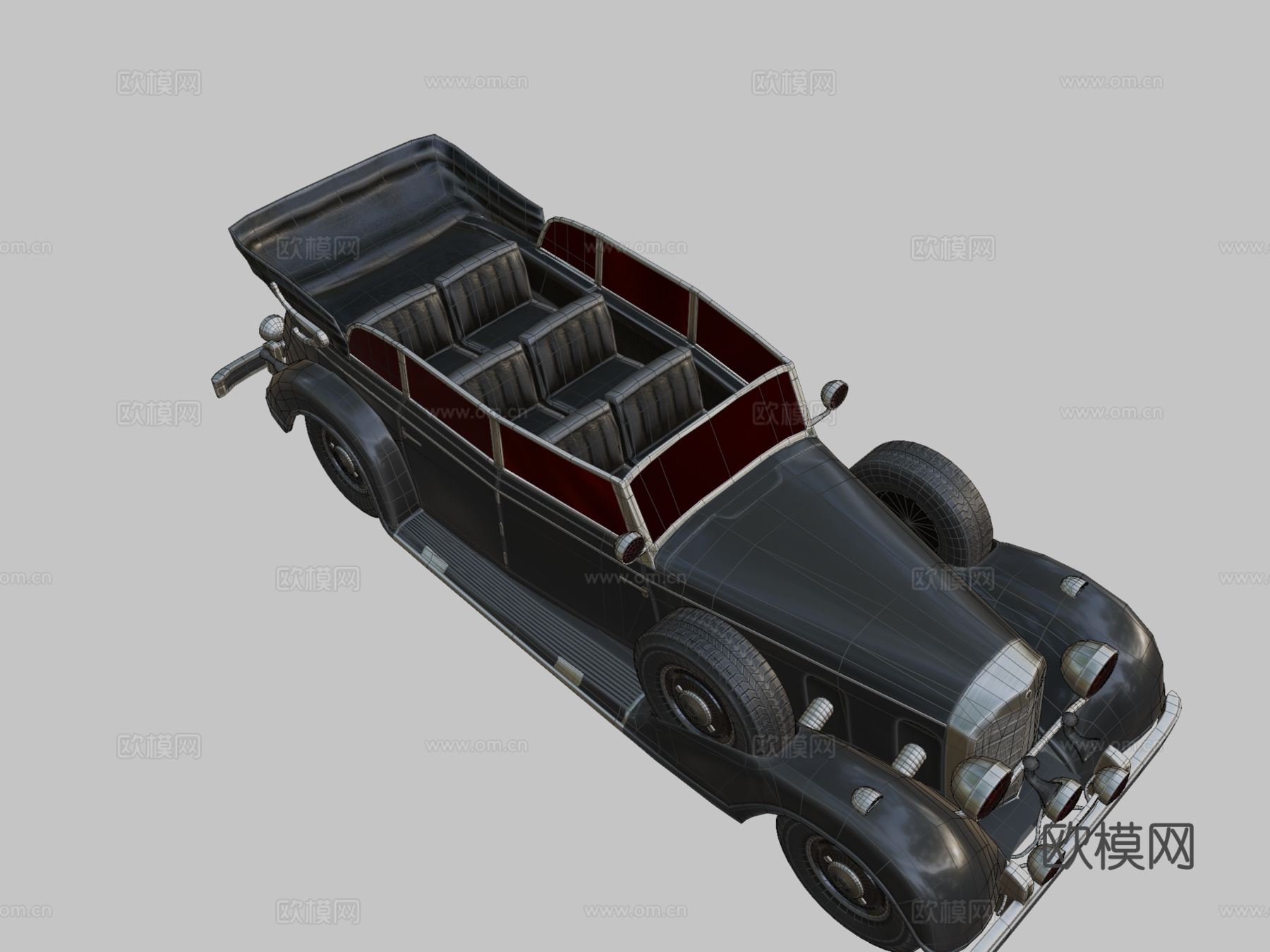 低多边形汽车梅赛德斯-奔驰770K 1936su模型