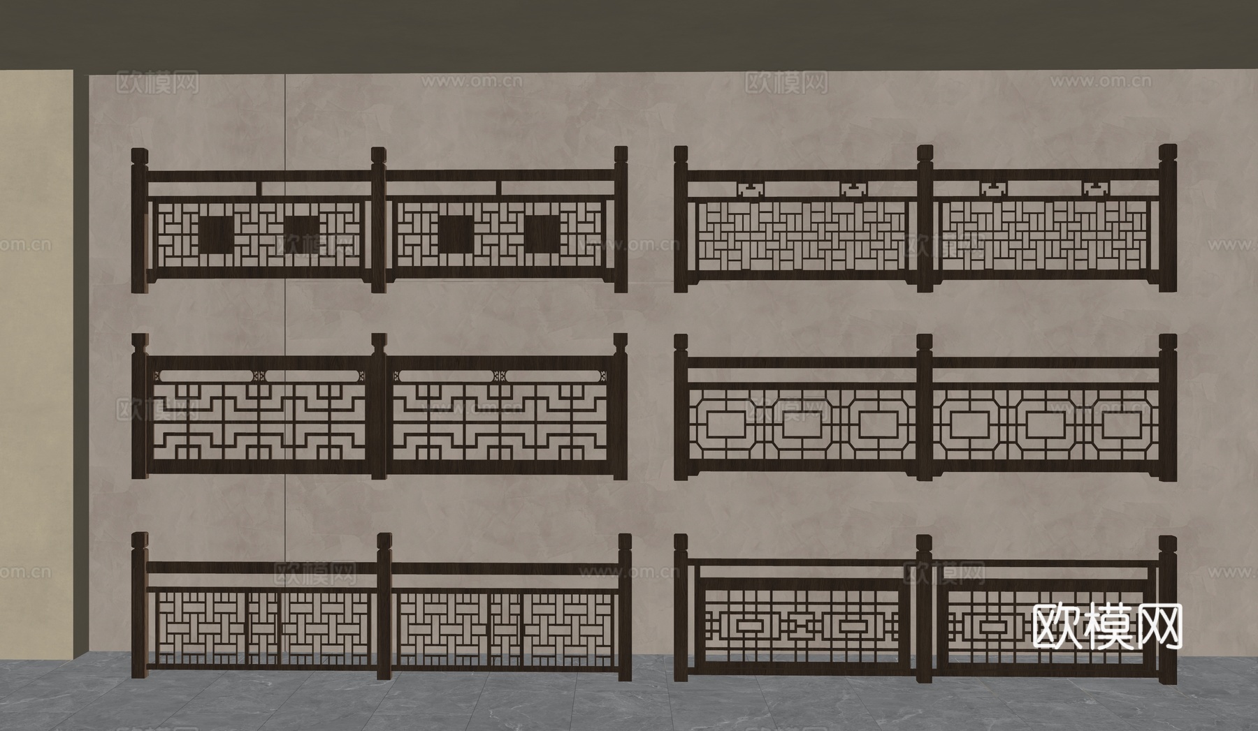 最全中式栏杆护栏su模型