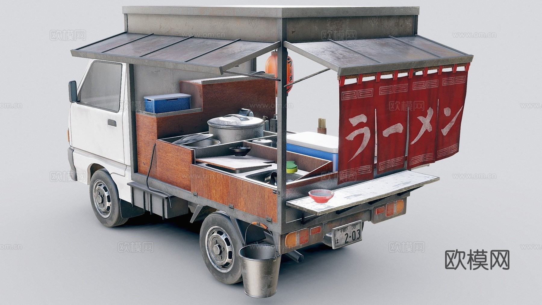 日本拉面车su模型