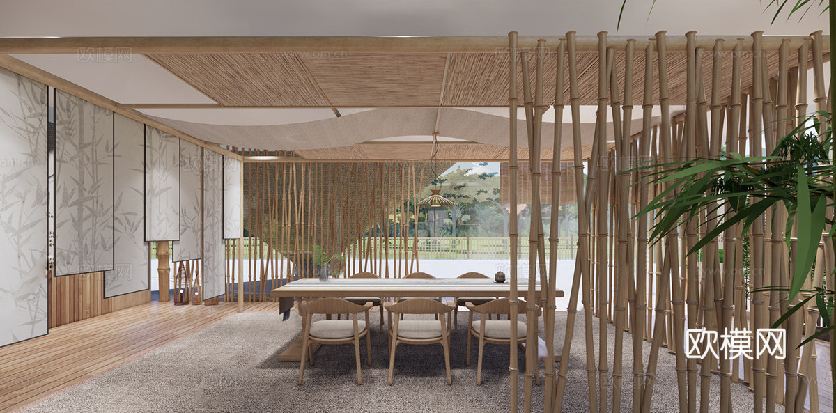 现代手工作坊 展览展示空间 非遗文化展厅su模型