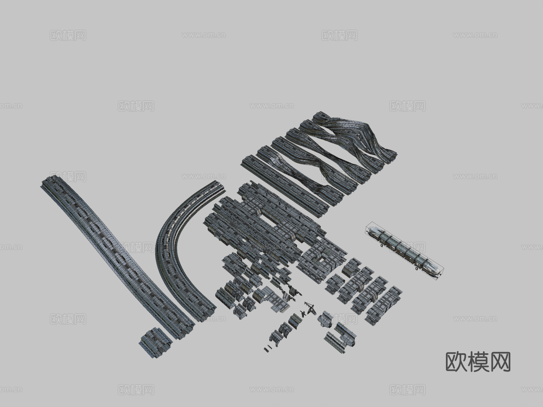 车站和单轨铁路进行中6su模型