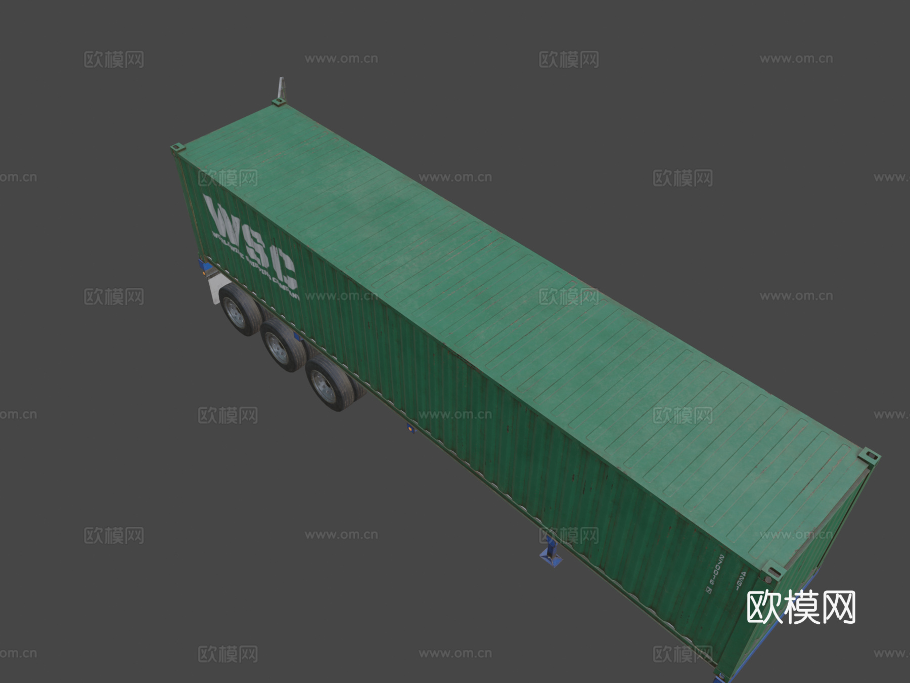 集装箱拖车低多边形su模型