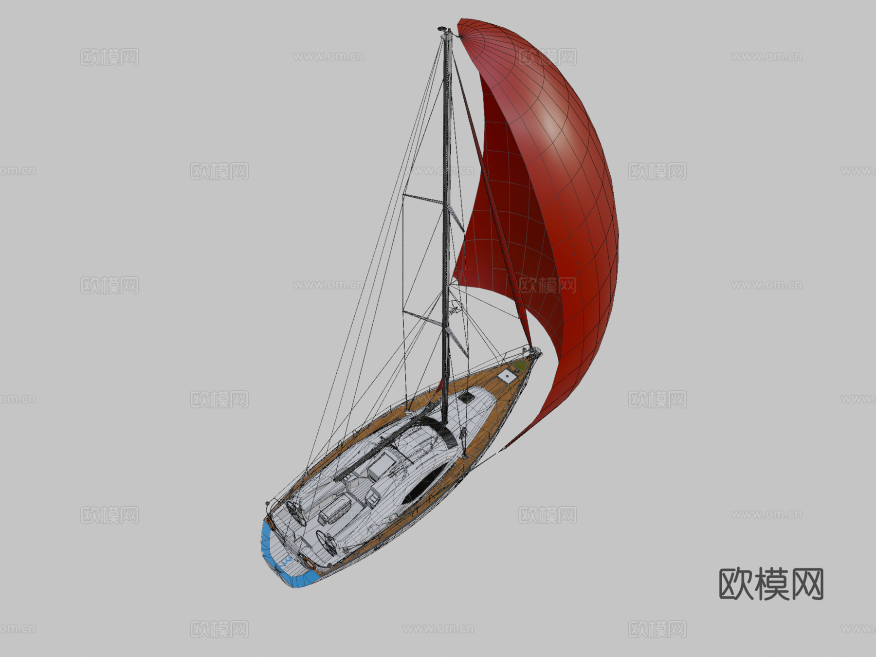 游艇帆船帆船su模型