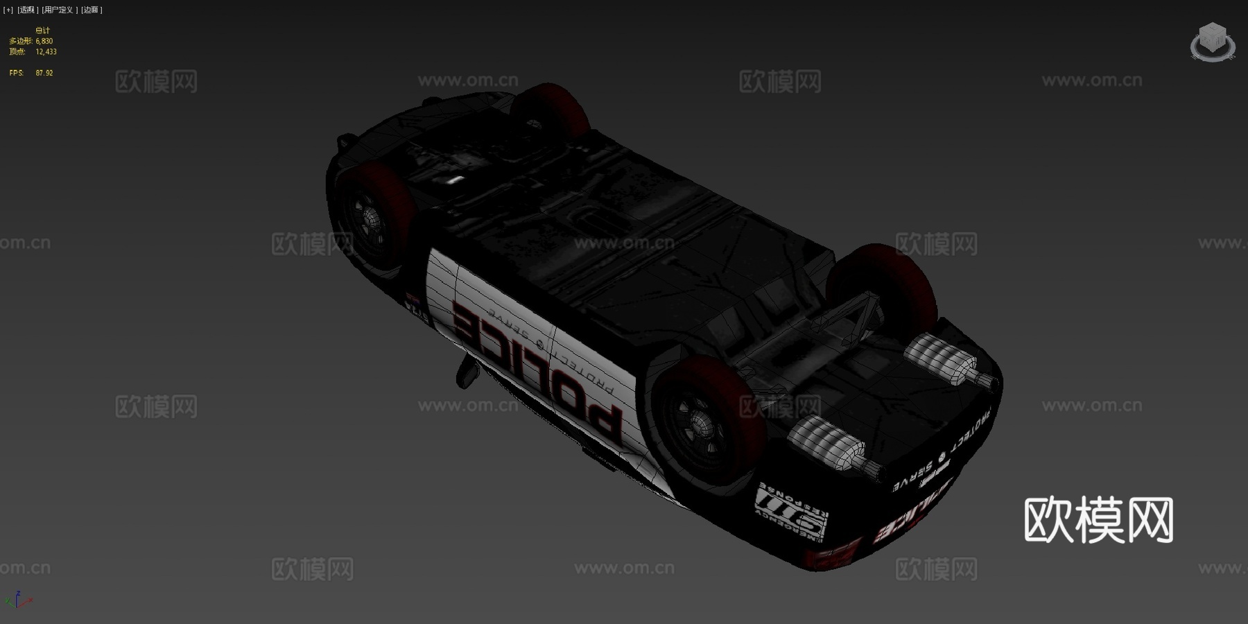 道奇战马警车低多边形su模型