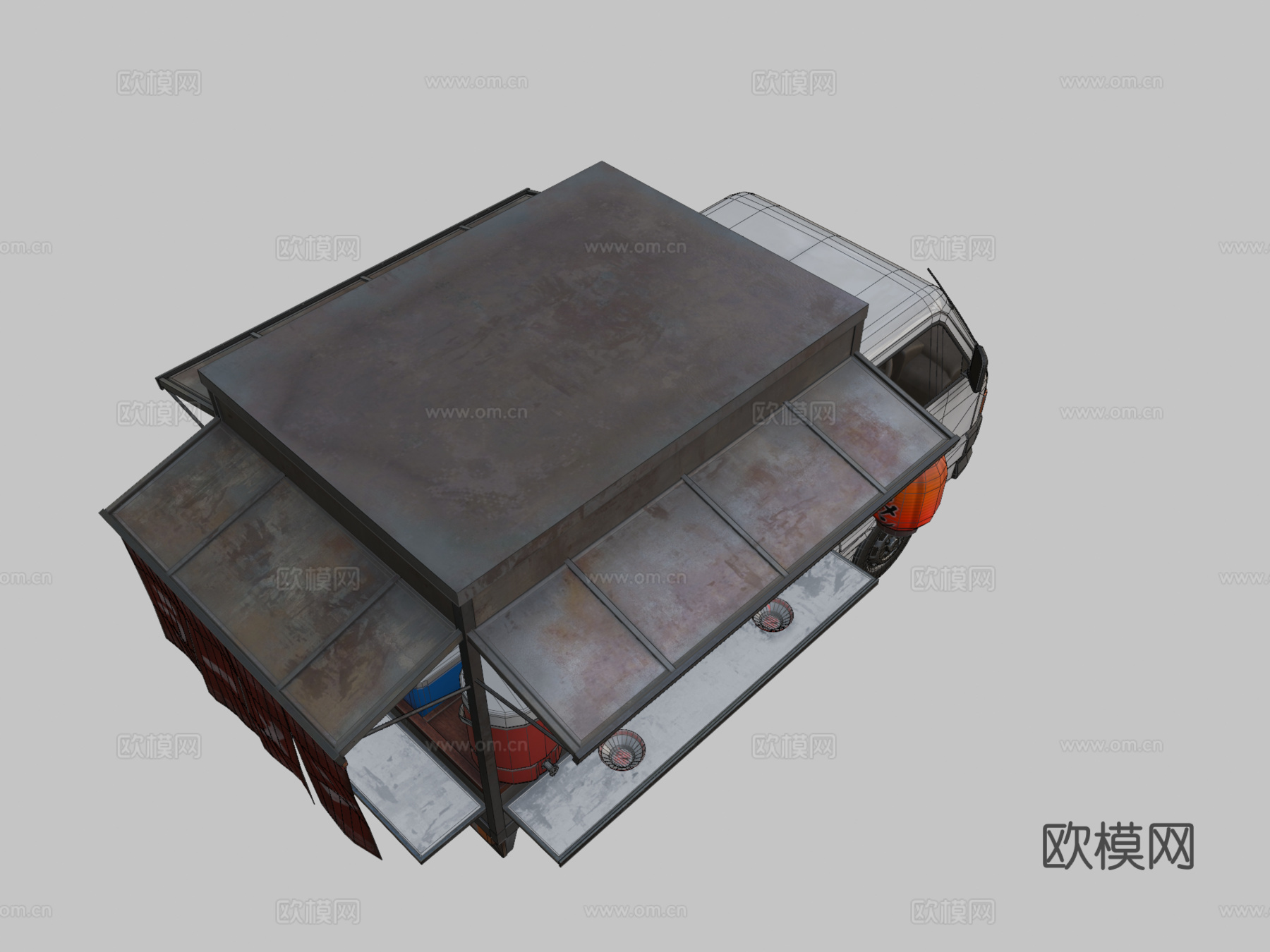 日本拉面车su模型