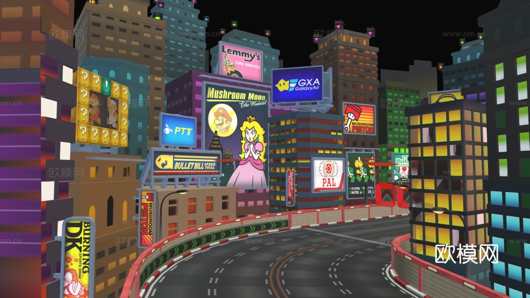 马里奥赛车8豪华版Wii月景高速公路su模型