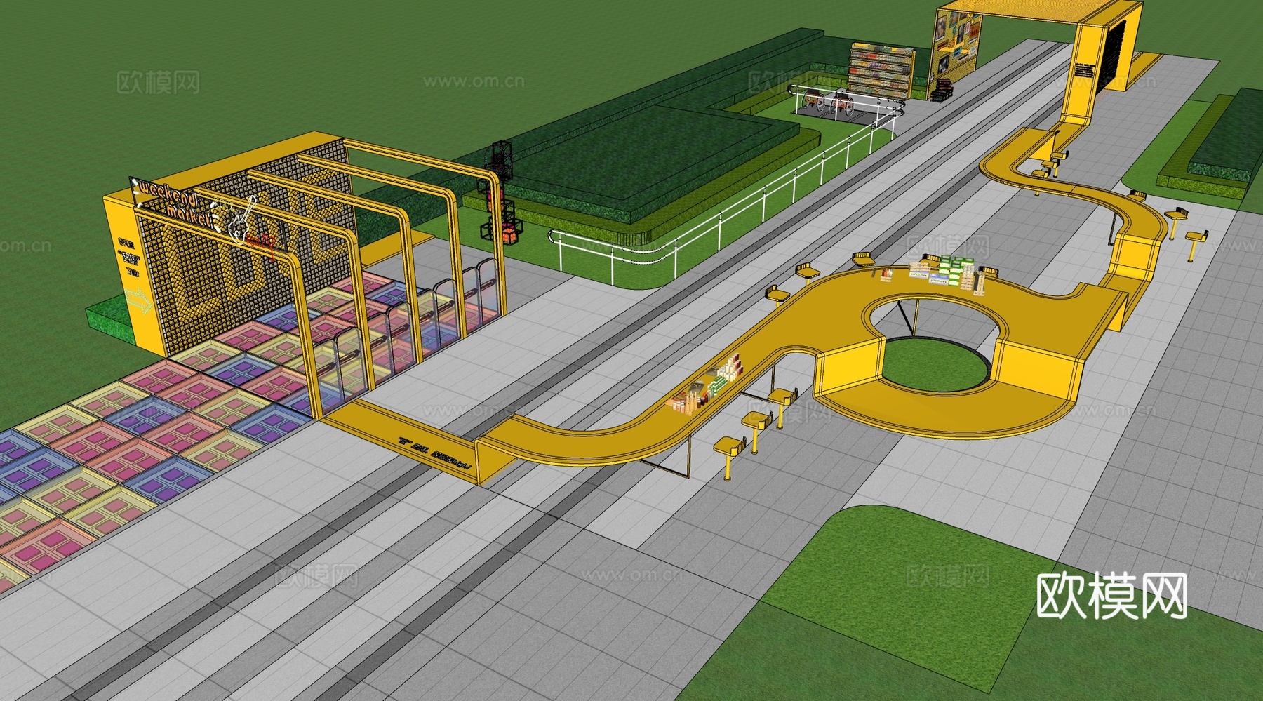现代园林景观 户外公园构件 景观公园su模型