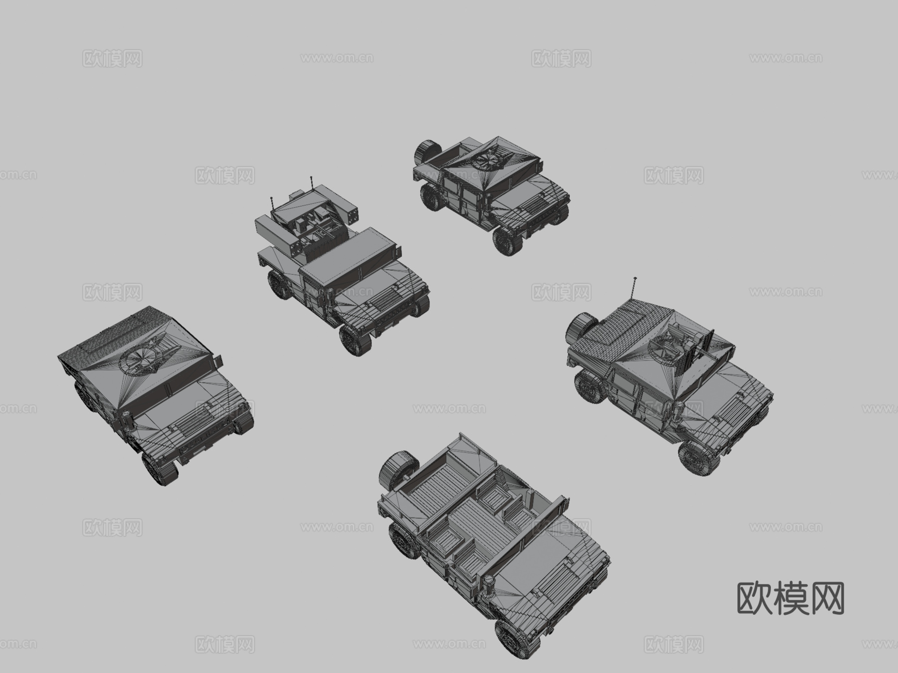 辆军用4x4车辆体素模型包su模型