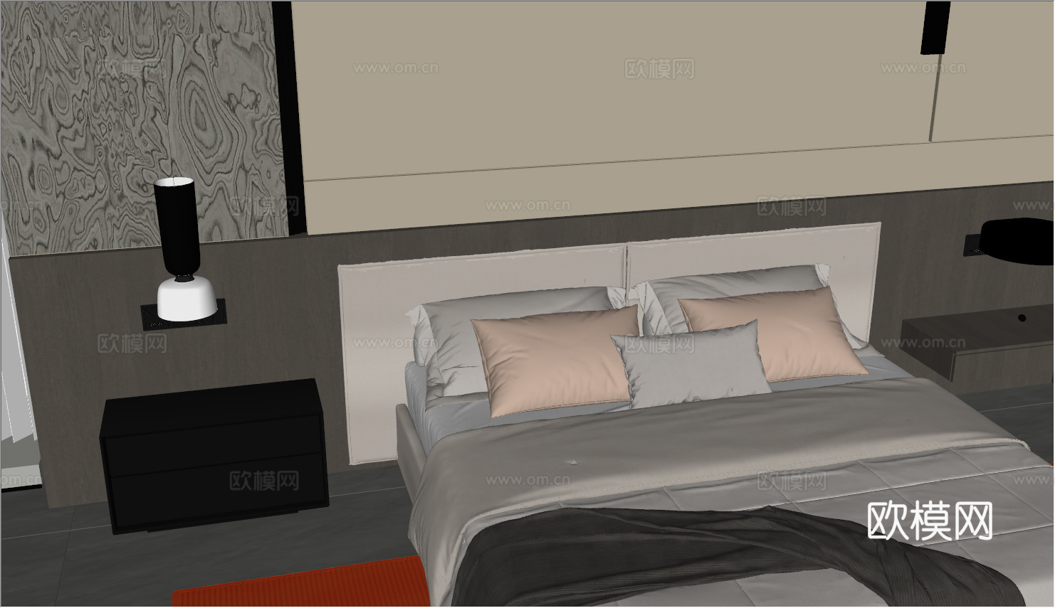 室内家装 卧室 家具 床 别墅 新中式 现代su模型