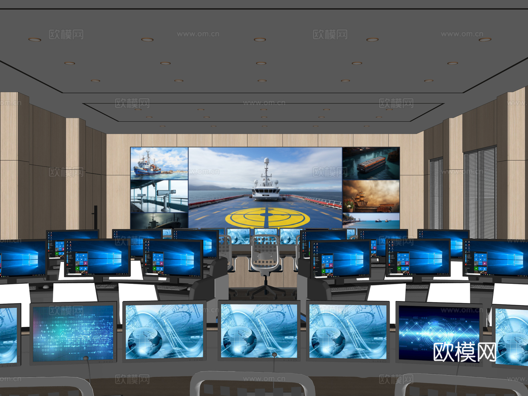 现代控制指挥中心 调度中心 视频监控室 作战中心 作战研讨室3d模型