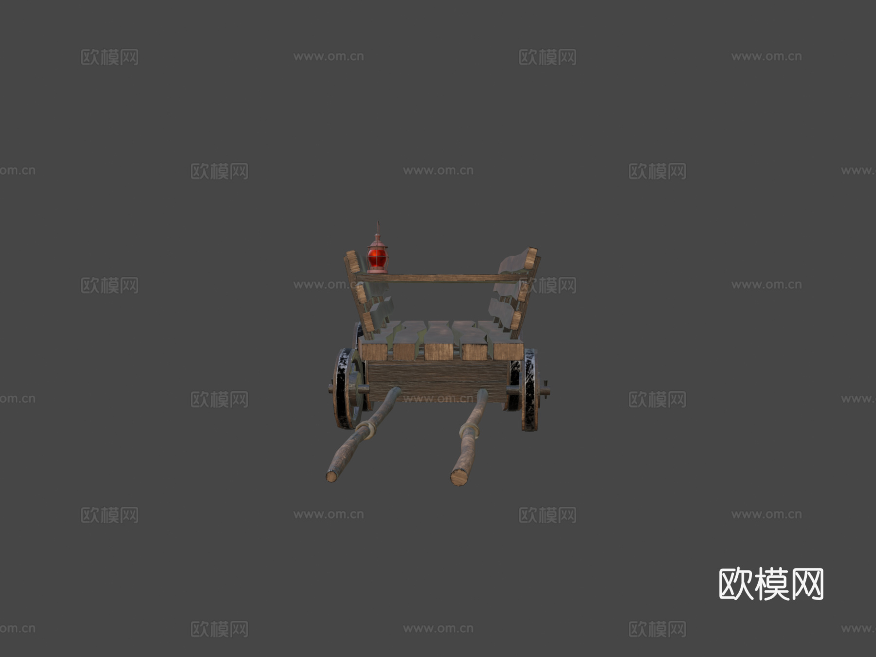 风格化 中世纪 手推车 带灯su模型