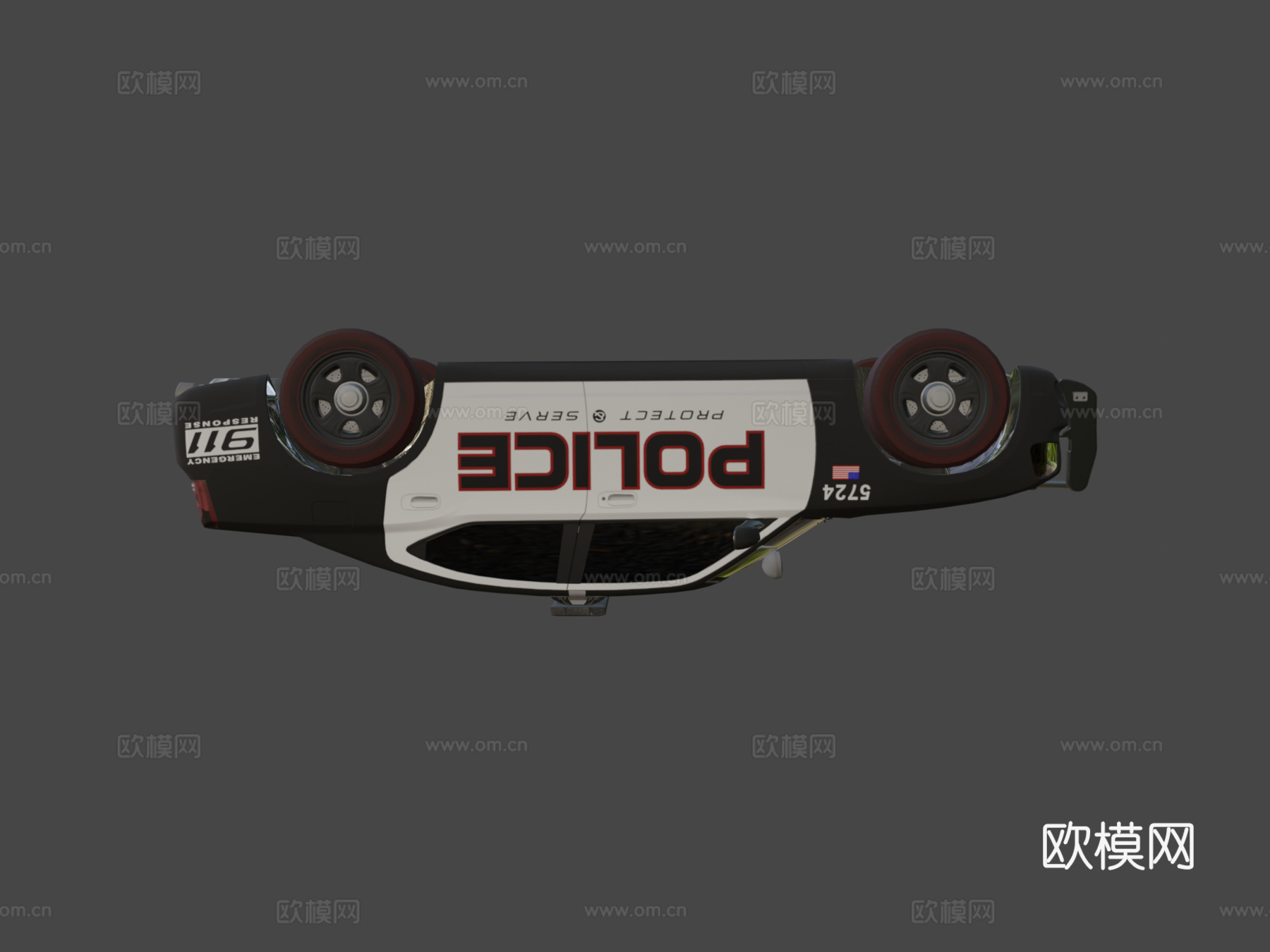 道奇战马警车低多边形su模型