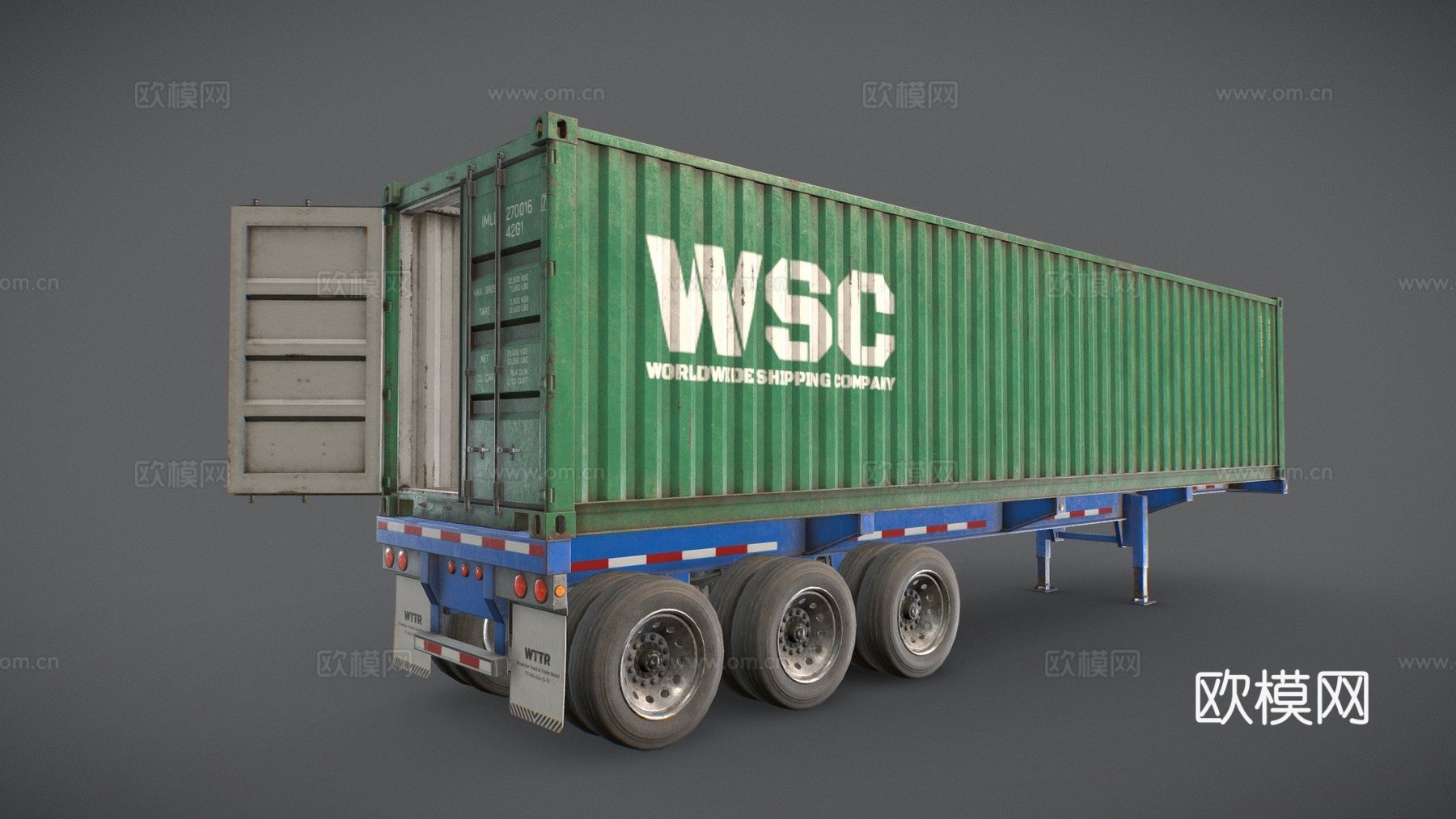 集装箱拖车低多边形su模型