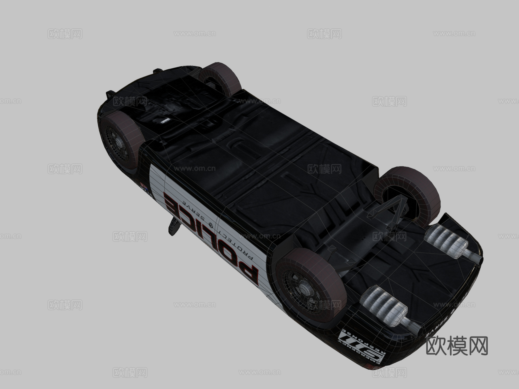 道奇战马警车低多边形su模型