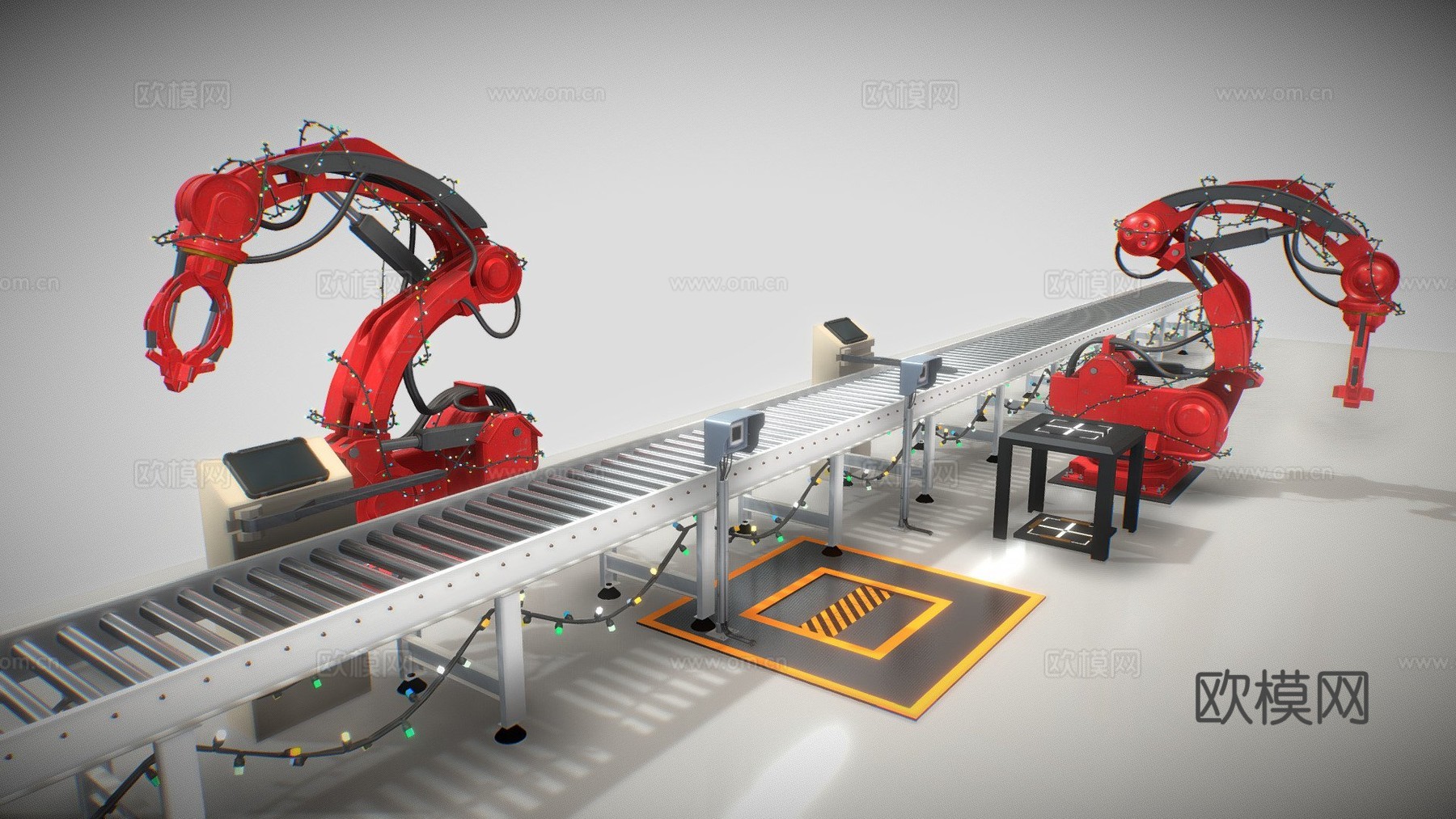 工业机器人手臂包装动画su模型