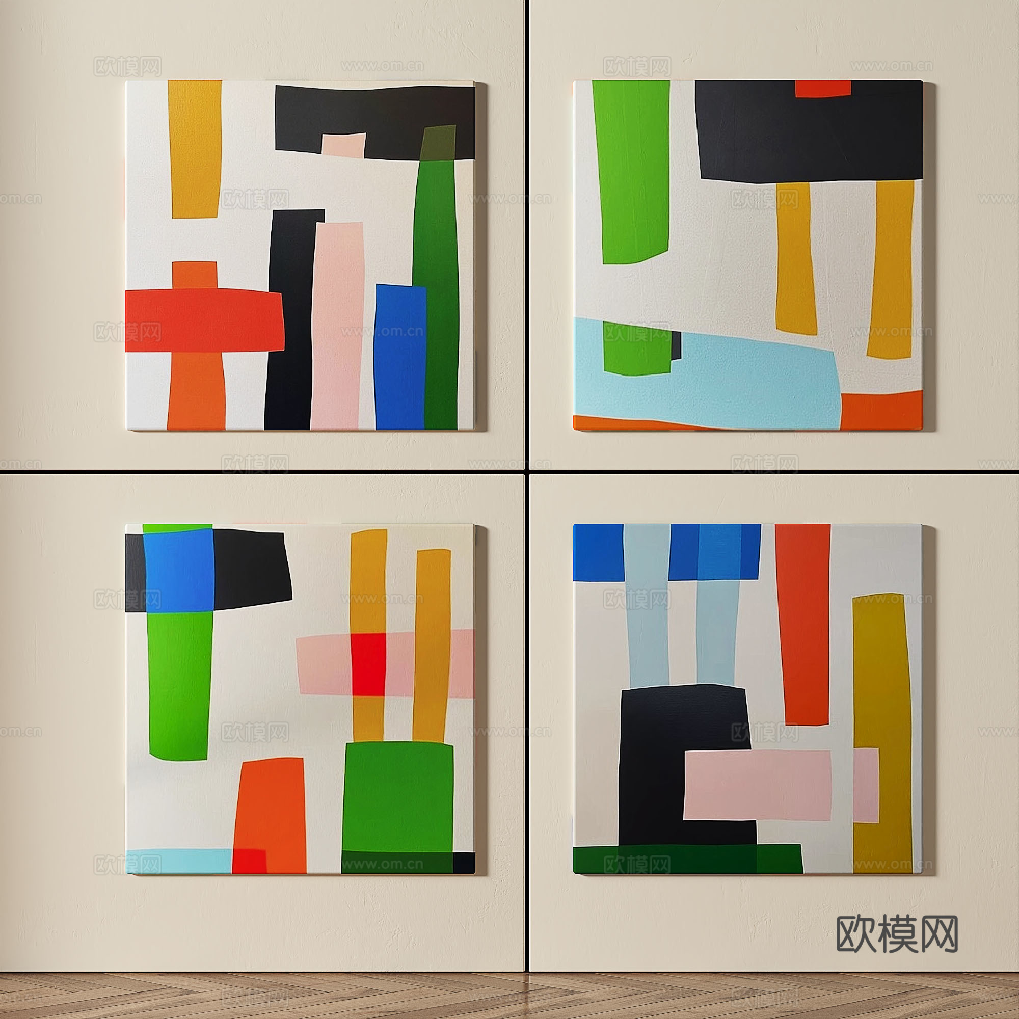 现代，简约，抽象，艺术，组合画3d模型