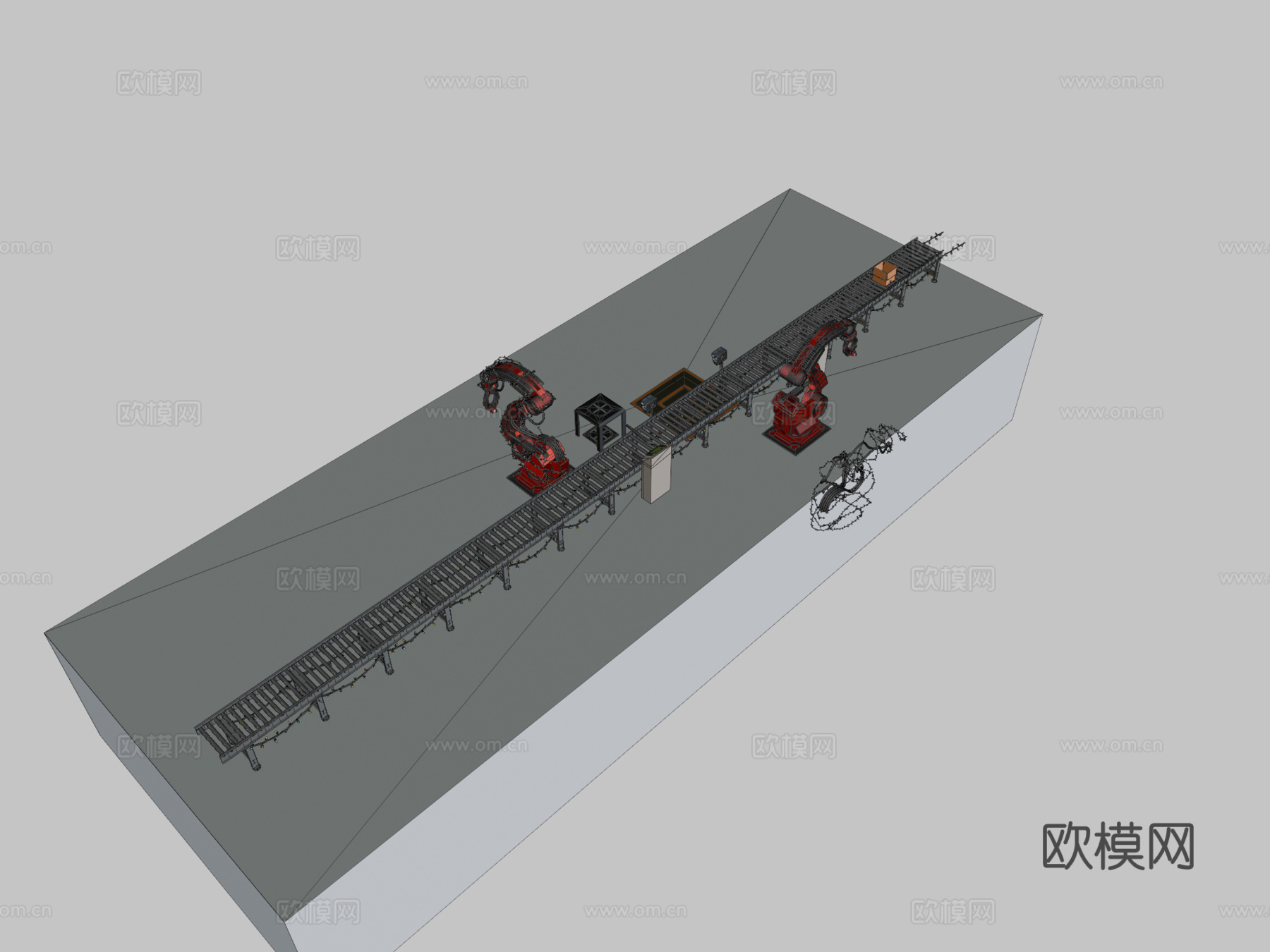 工业机器人手臂包装动画su模型