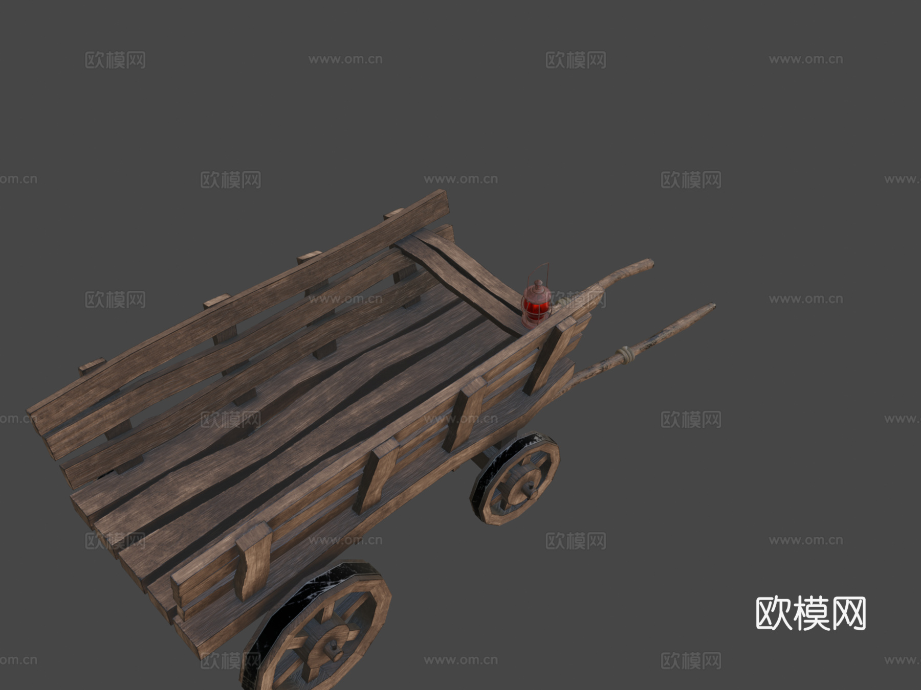 风格化 中世纪 手推车 带灯su模型