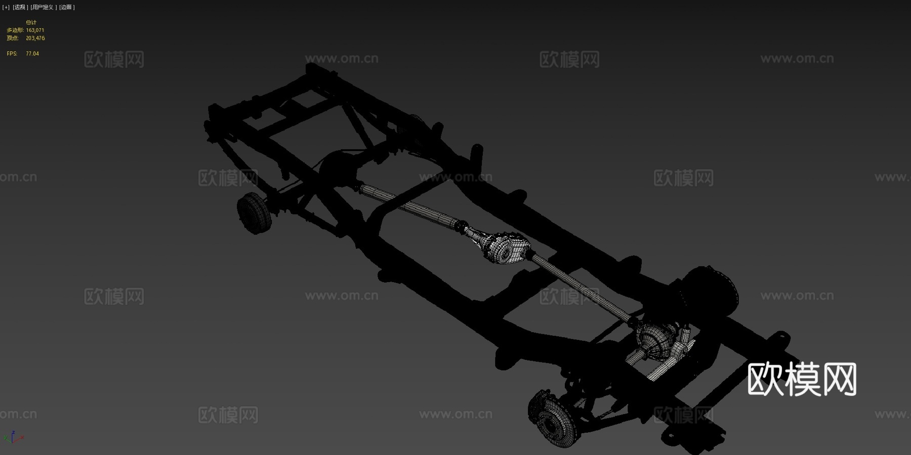 皮卡车底盘四轮驱动独立前悬挂su模型