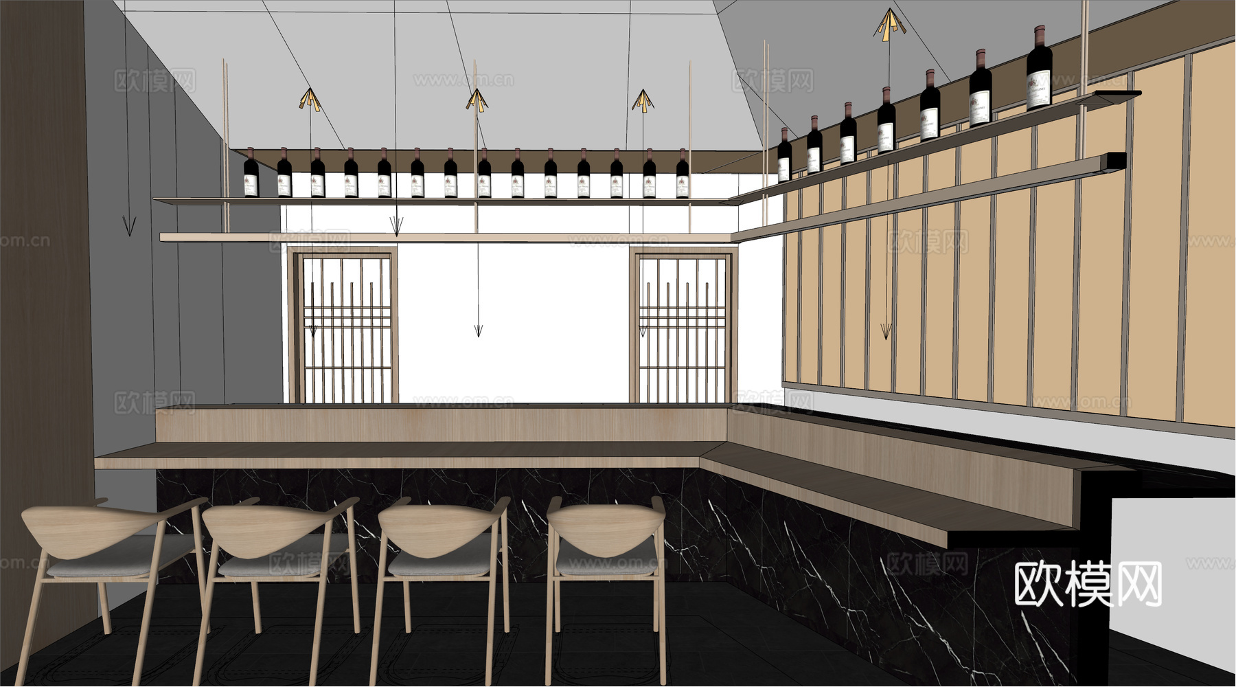 日式日料店su模型