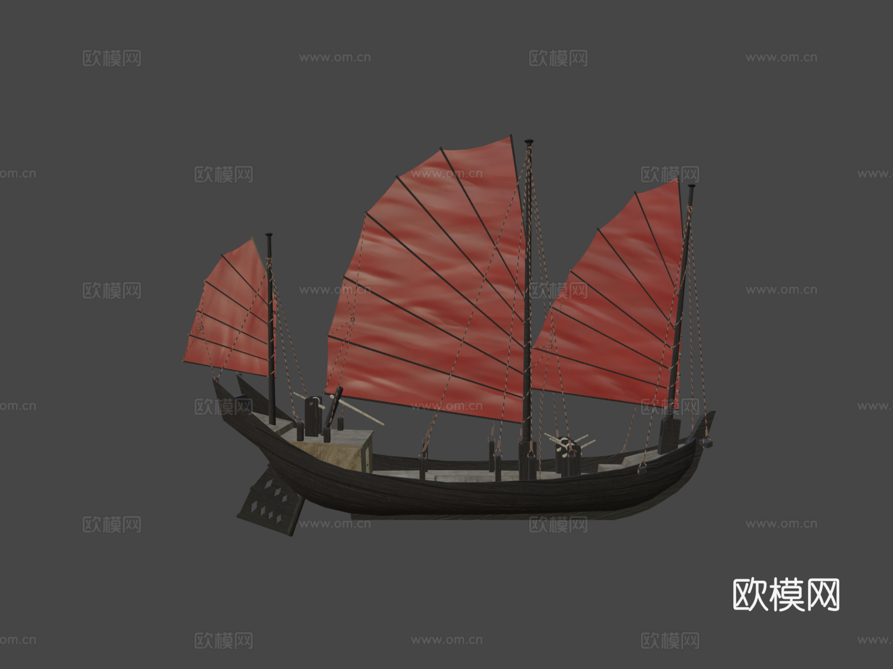 中国帆船su模型