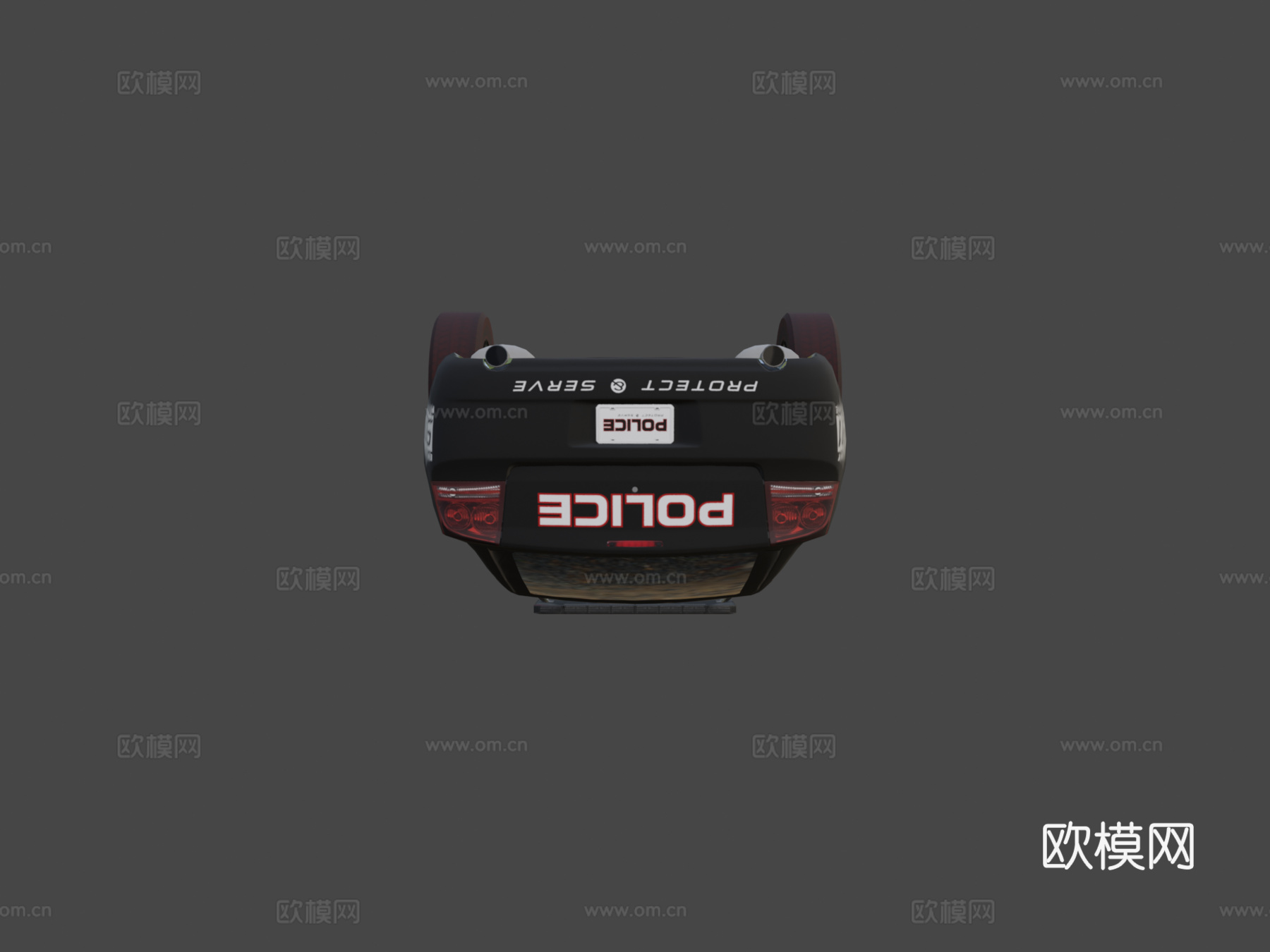 道奇战马警车低多边形su模型