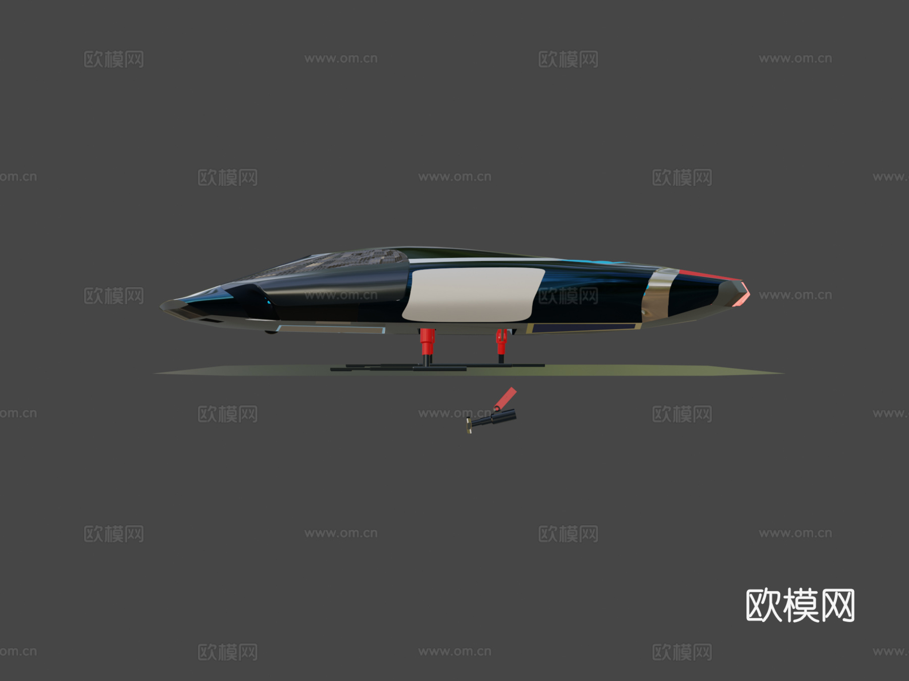 科幻战斗机载具带导弹武器su模型