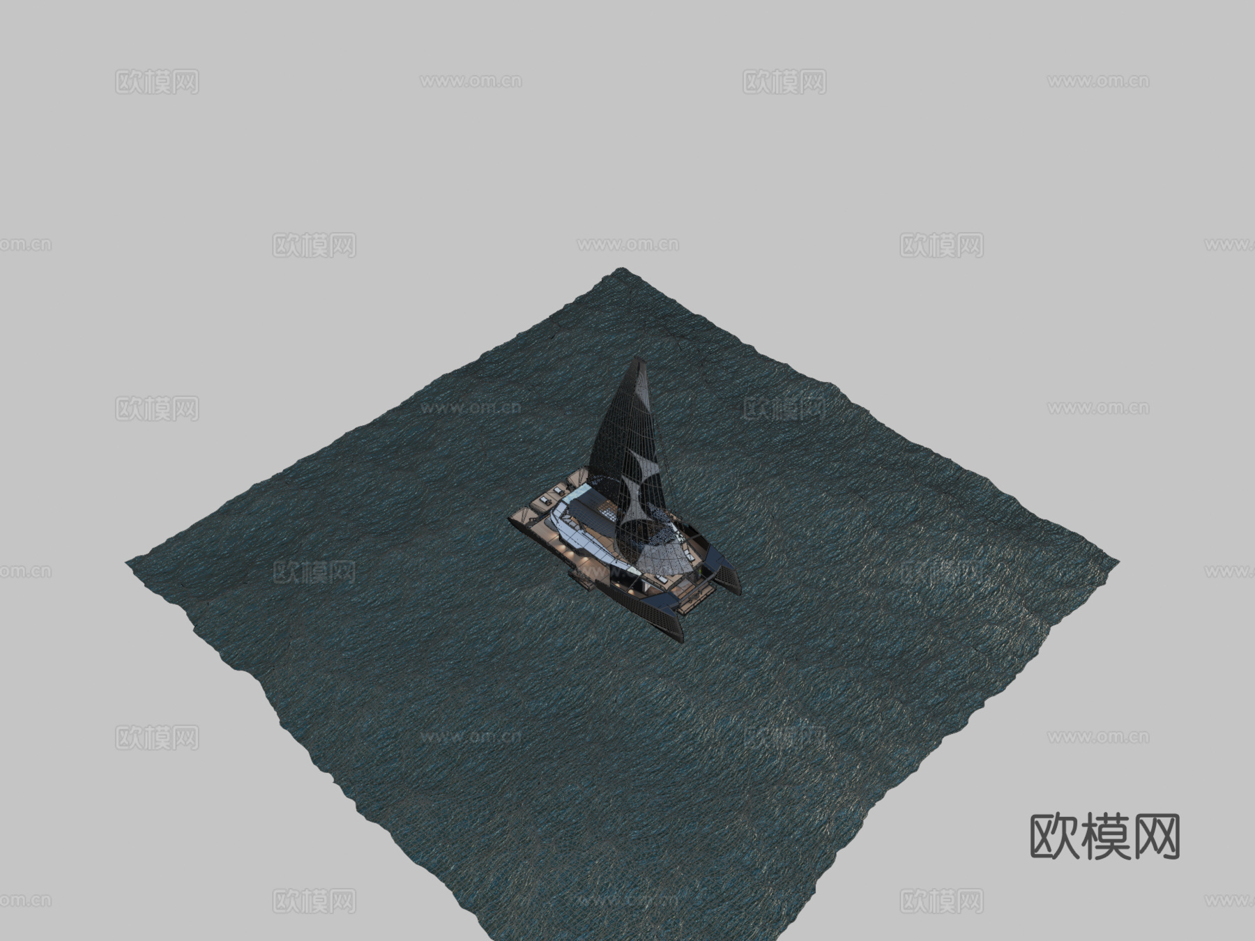 豪华双体游艇元宇宙烘焙版su模型