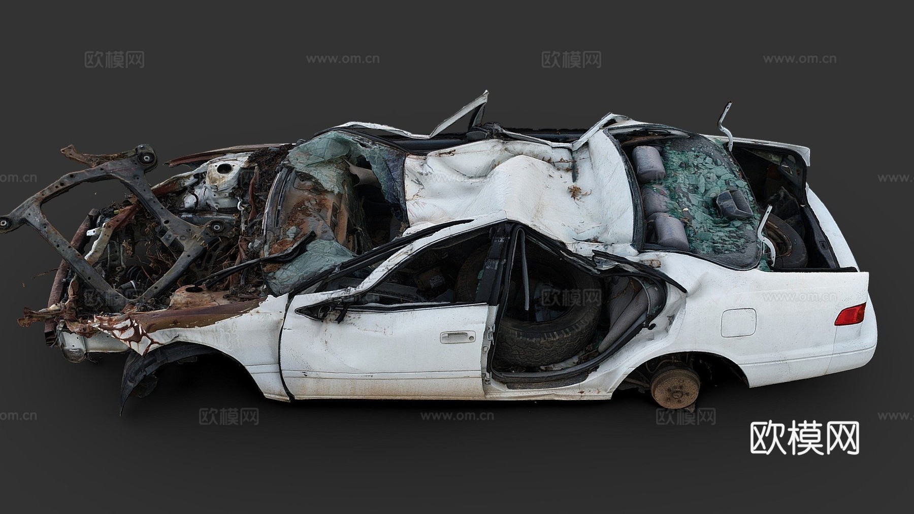 压碎汽车原始扫描su模型